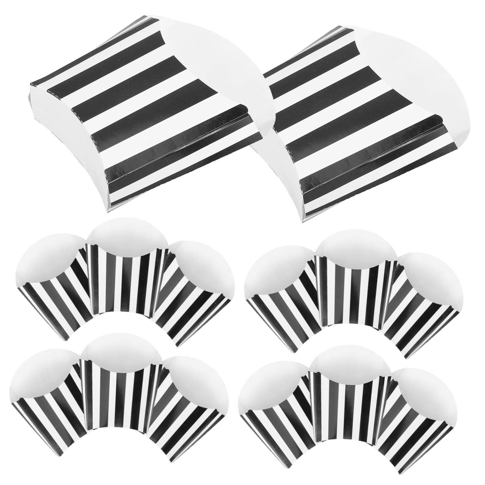 Unomor 50Pcs Striped French Fry Boxes Food Packaging Containers for Popcorn Snacks and Treats Nights Birthday Parties and Themed Events