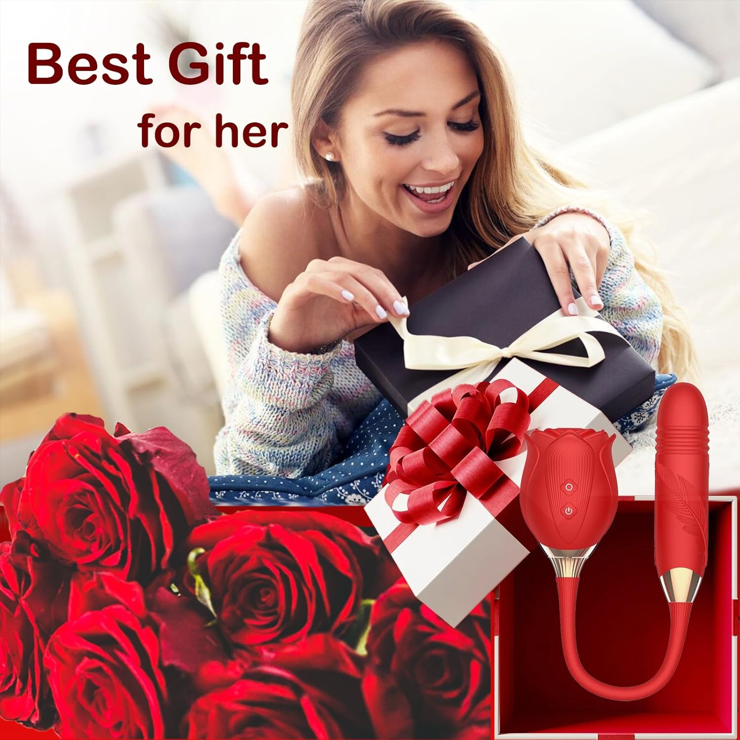 Rose Viboators Toys with Tongue for Women Sucker Rose Adult Tool,2025 Newly RoseToy Suction Tool 10 Speed Vibrateirs for Women Today Adult Couple Games Toys 25A923J