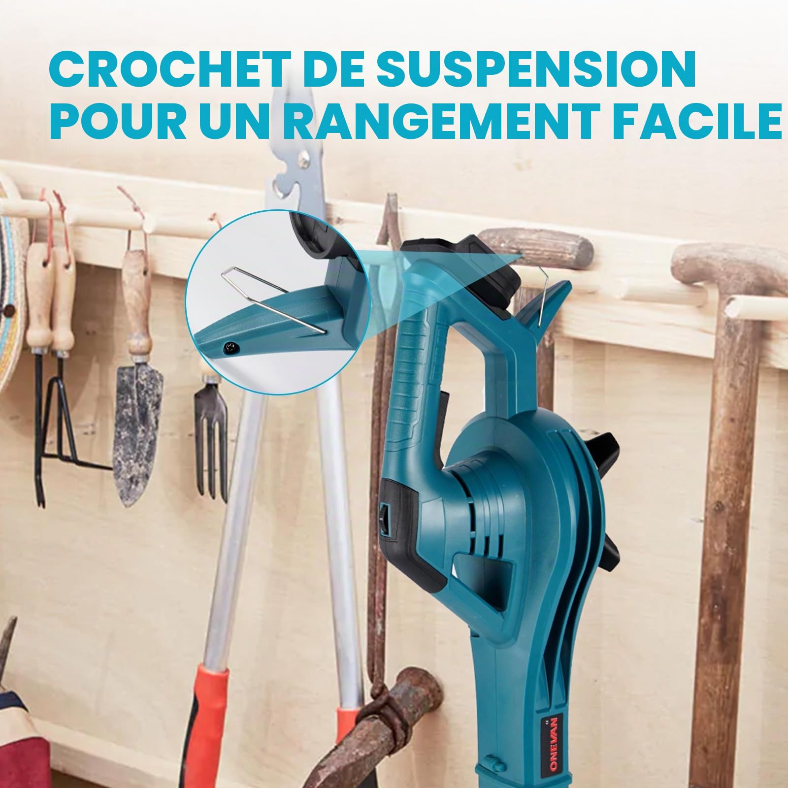 ONEVAN Souffleur de Feuilles sans Fil 350km/h, avec Batterie et Chargeur | Con 2 batteries de 3,0 Ah, 6 vitesses, portable & léger, souffleur pour entretien de la pelouse et soufflage de feuilles