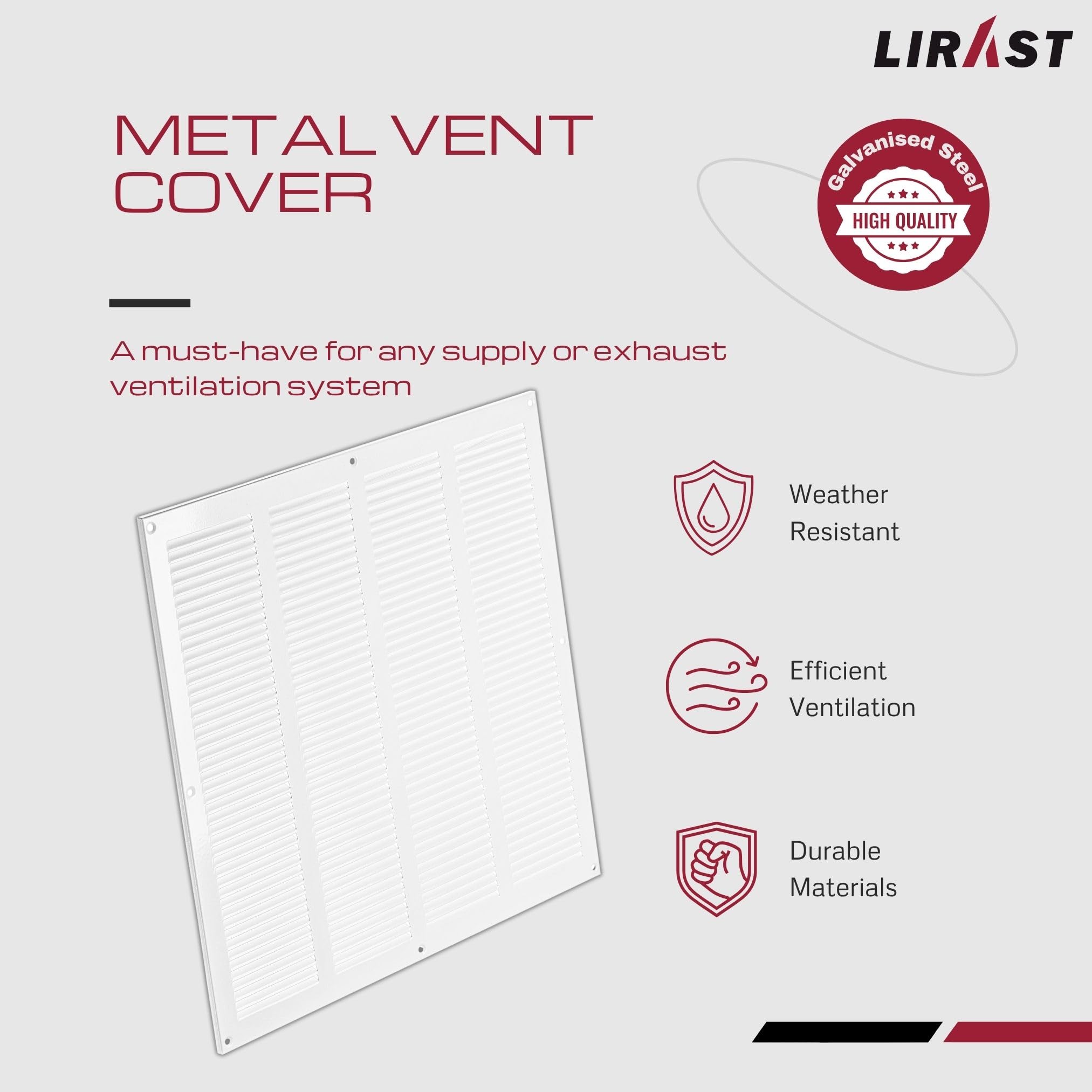 400x400mm Metalica Rejilla de Ventilación con Mosquitera - Blanco