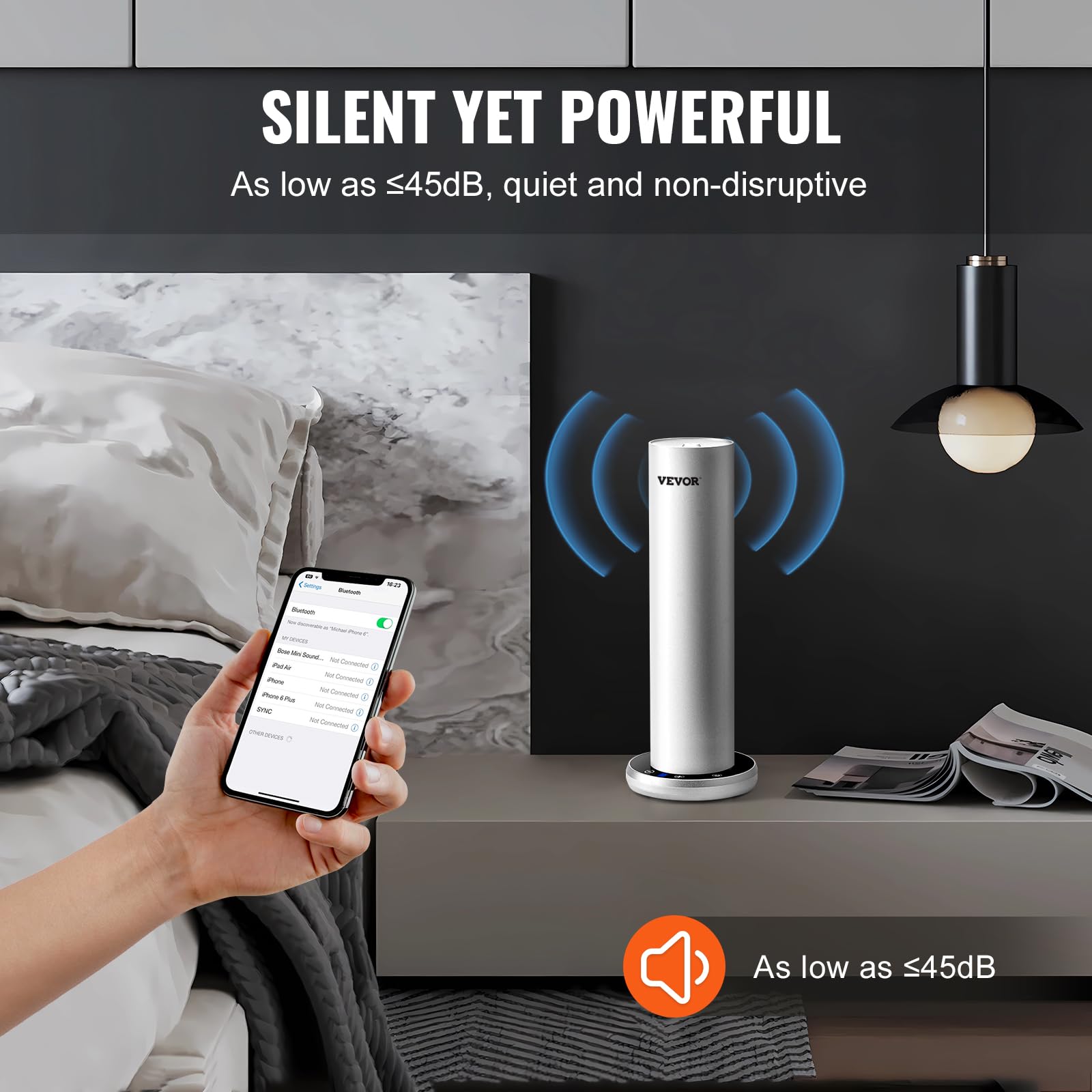 VEVOR Máquina de Aire perfumado para el hogar, Difusor de Aire frío Inteligente Bluetooth de 120 ml, Difusor de Aire perfumado con Aceite Esencial sin Agua, Máquina de aromaterapia de pie para SPA