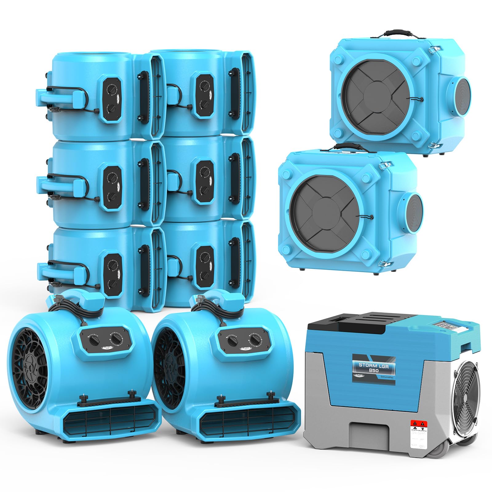 Water Damage Restoration Combo Package 8x Air Mover 2x Air Scrubber 1x Commercial Dehumidifier Ideal for Industrial by ALORAIR – Large, 180.0 pints, Blue, Model GE4000TC Blue