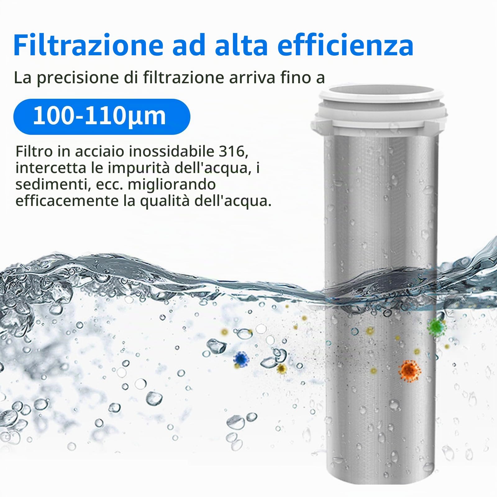 Filtro per acqua finezza 100 μm, prefiltro filtro per sedimenti da 1 pollice, filtro per acqua sedimentaria, filtro filtro di ricambio riutilizzabile per tubo dell'acqua da pozzo
