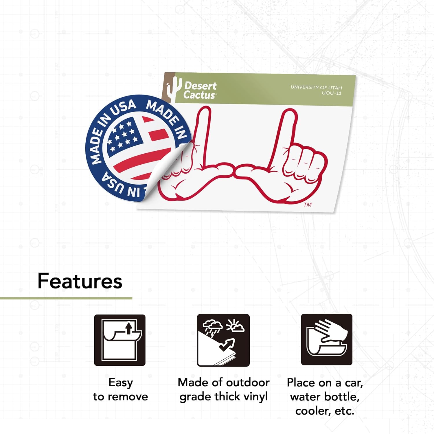 Desert Cactus University of Utah Sticker U of Utes Vinyl Decal Laptop Water Bottle Car Scrapbook (IND 11) - Image 4