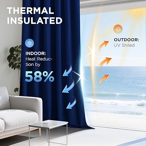 Miniatura 5 de Joydeco Cortinas de terciopelo 100% opacas de 84 pulgadas de largo, juego de 2 paneles de cortinas opacas con aislamiento térmico para dormitorio,