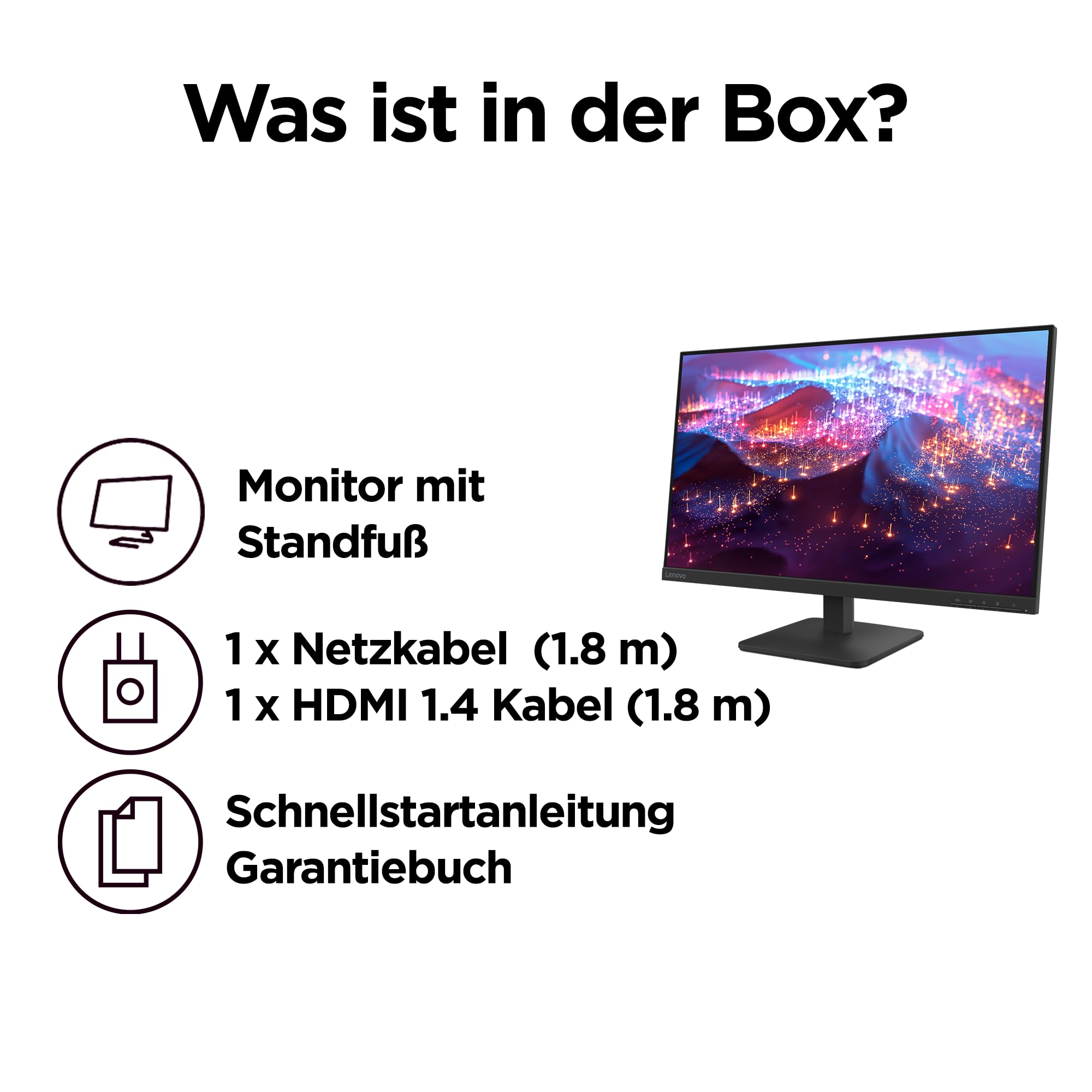 Lenovo L27-41 27'' Full HD WLED Monitor 1920x1080 100Hz 4ms IPS Panel Raven schwarz