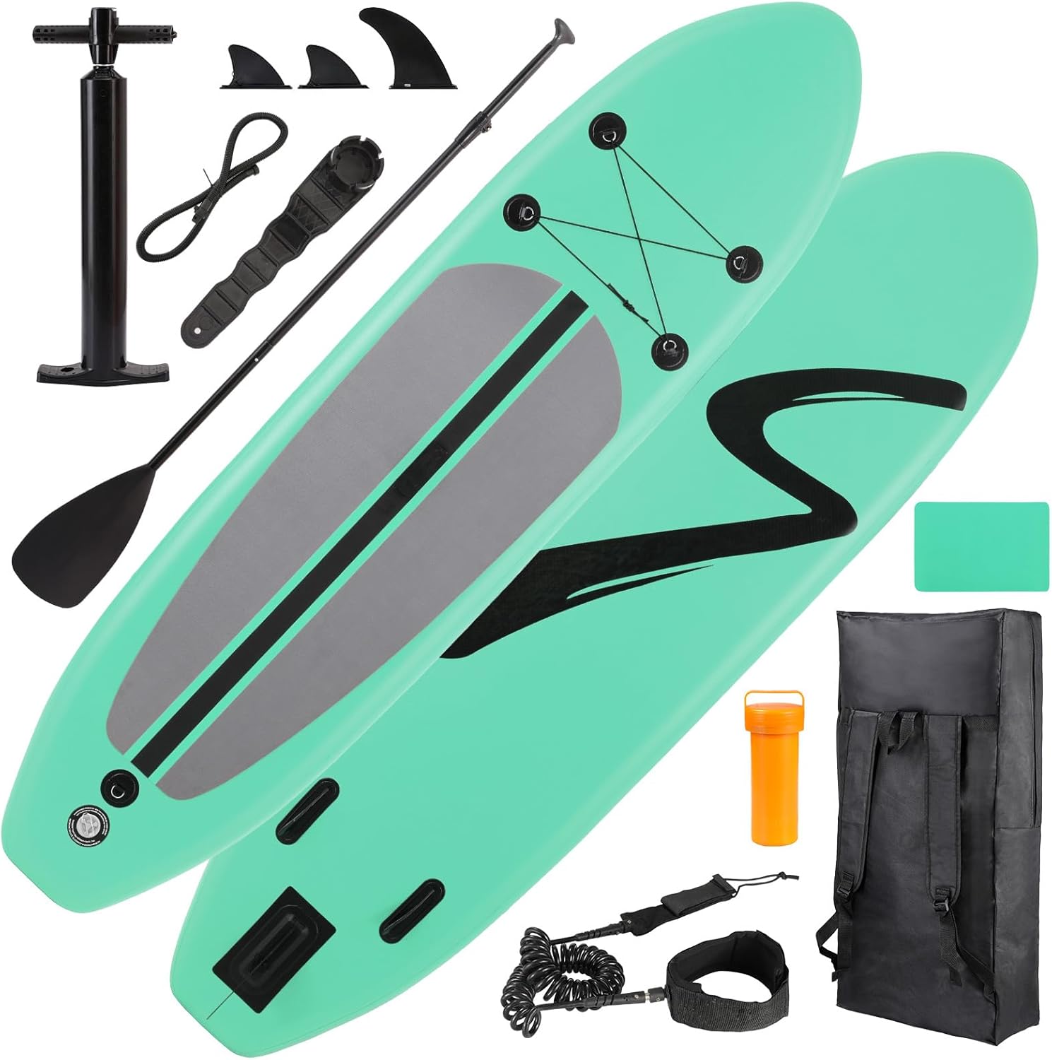 TLSUNNY 11FT Inflatable Stand Up Paddle Board, 3 Fins Paddleboard with Full SUP Accessories for All Skill Levels, Portable Two-Way Hand Pump and Carry Bag, 400LBS