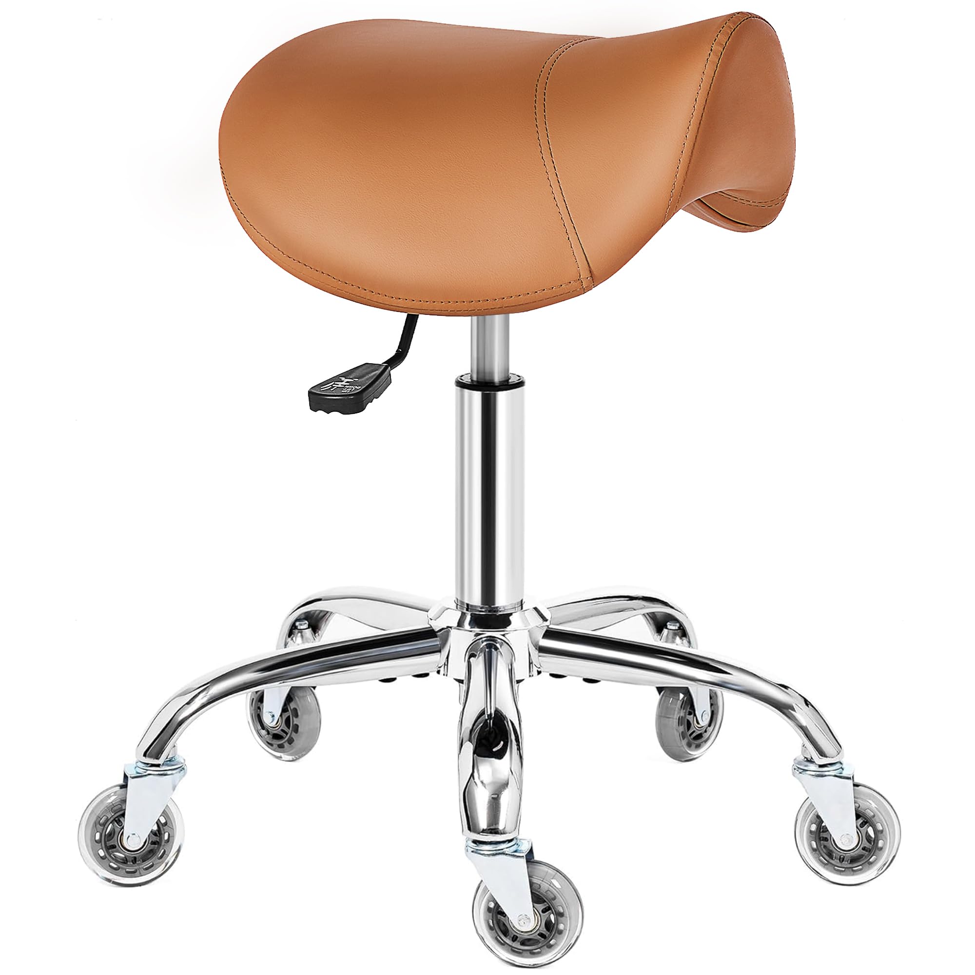 BEWISHOME Saddle Stool - Ergonomic Comfort & Wheels -1