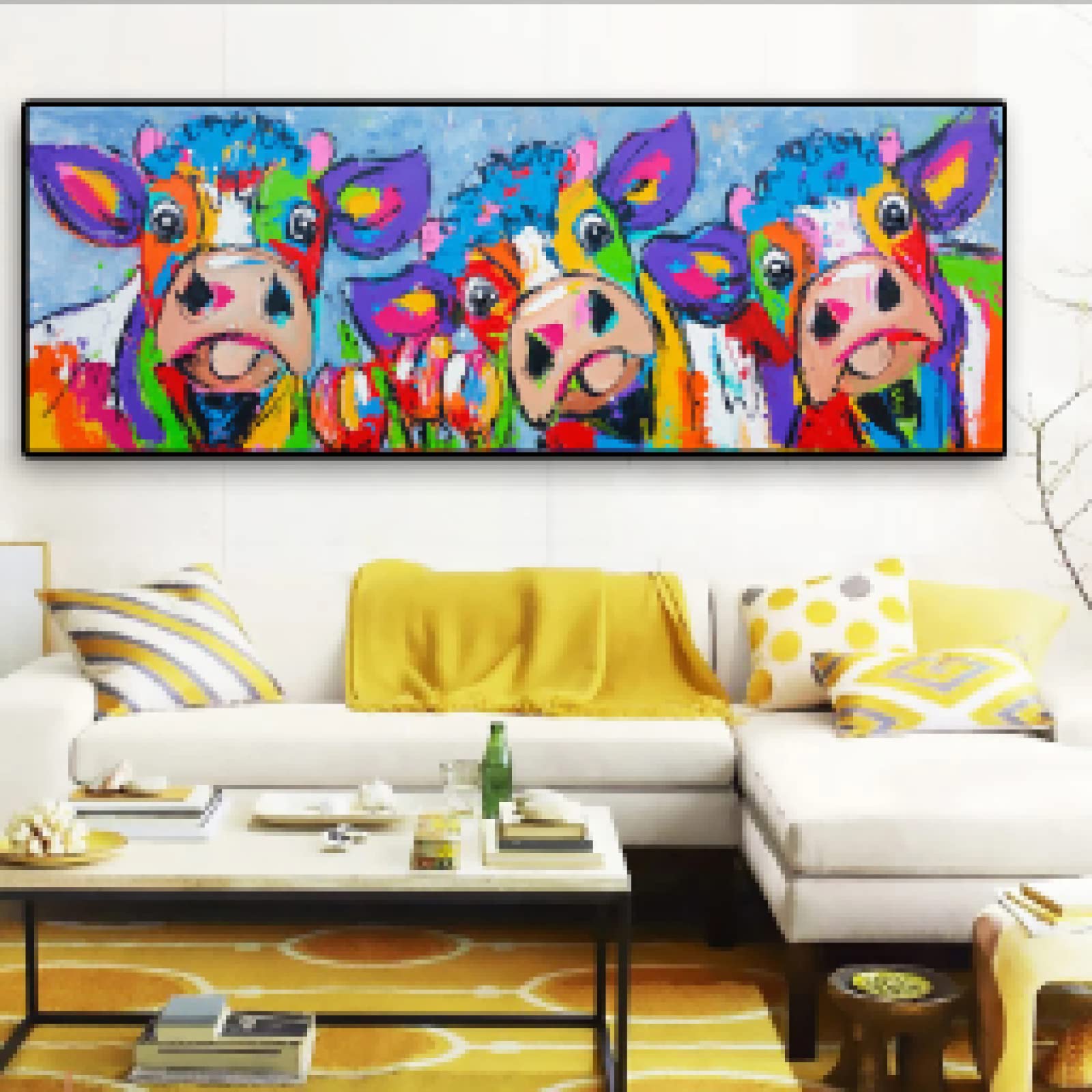 Impression sur toile de vache colorée grand format abstrait - 6