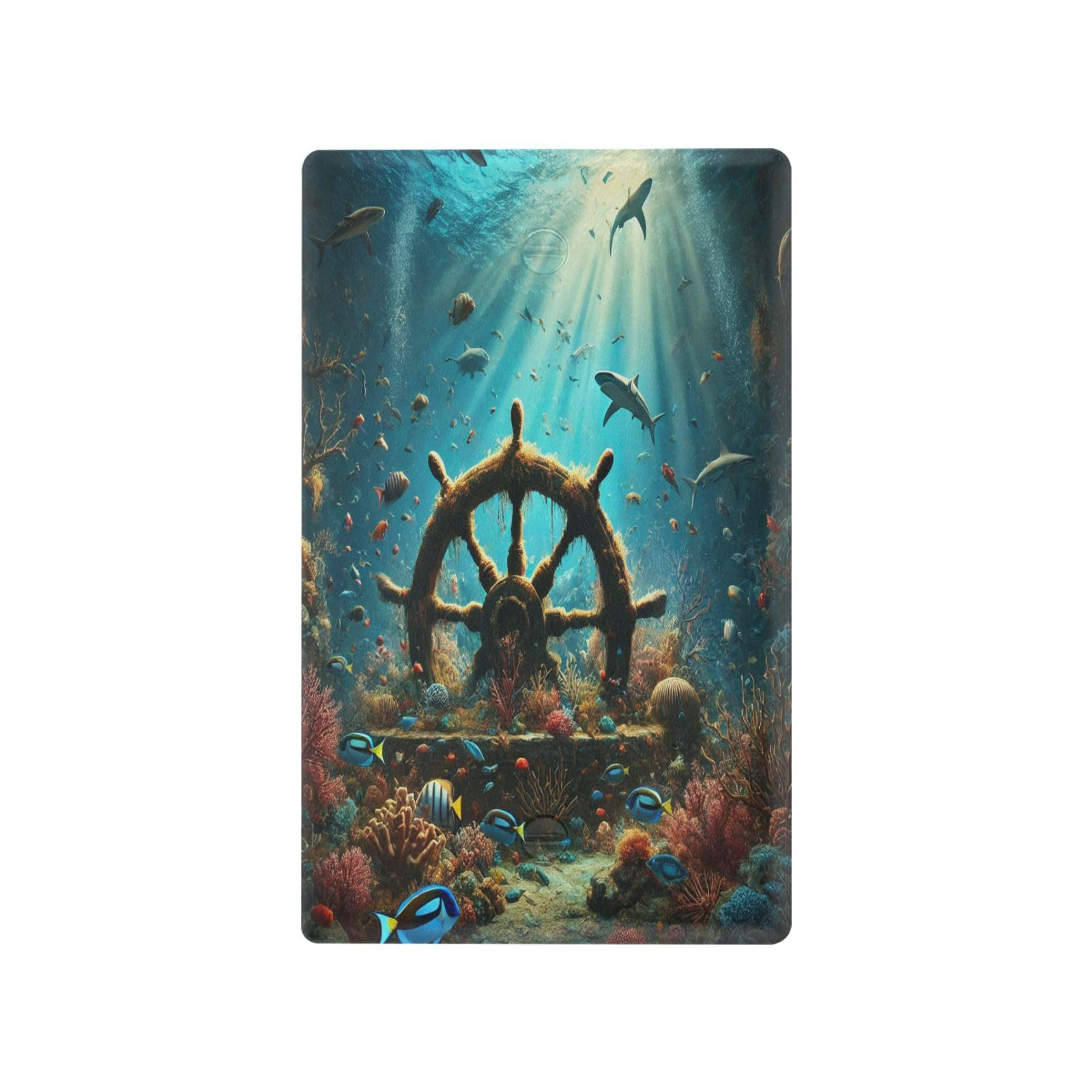 Fish Sea Light Switch Cover Decorative Receptacle Outlet Wall Plate Guard Plastic Outlet Covers for Farmhouse Home Decor Livingroom (Unused Outlet Cover)