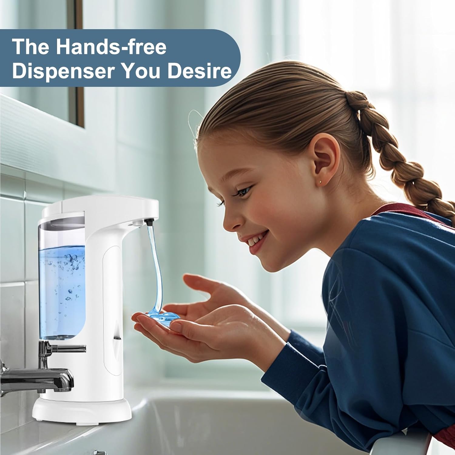 12.5oz Automatic Liquid Soap Dispenser, Touch-Free Battery Operated Adjustable Soap Dispensing Volume for Kitchen Bathroom