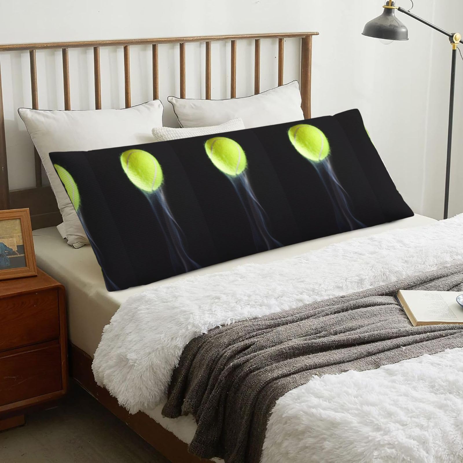 Tennis, Body Pillow Cover with Zipper,Long Body Pillowcase 20 x 60 in