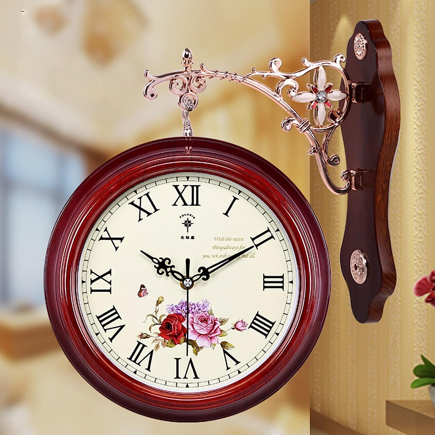 Amazon.co.jp: 壁掛け時計、ヴィンテージ風両面吊り下げ壁掛け時計