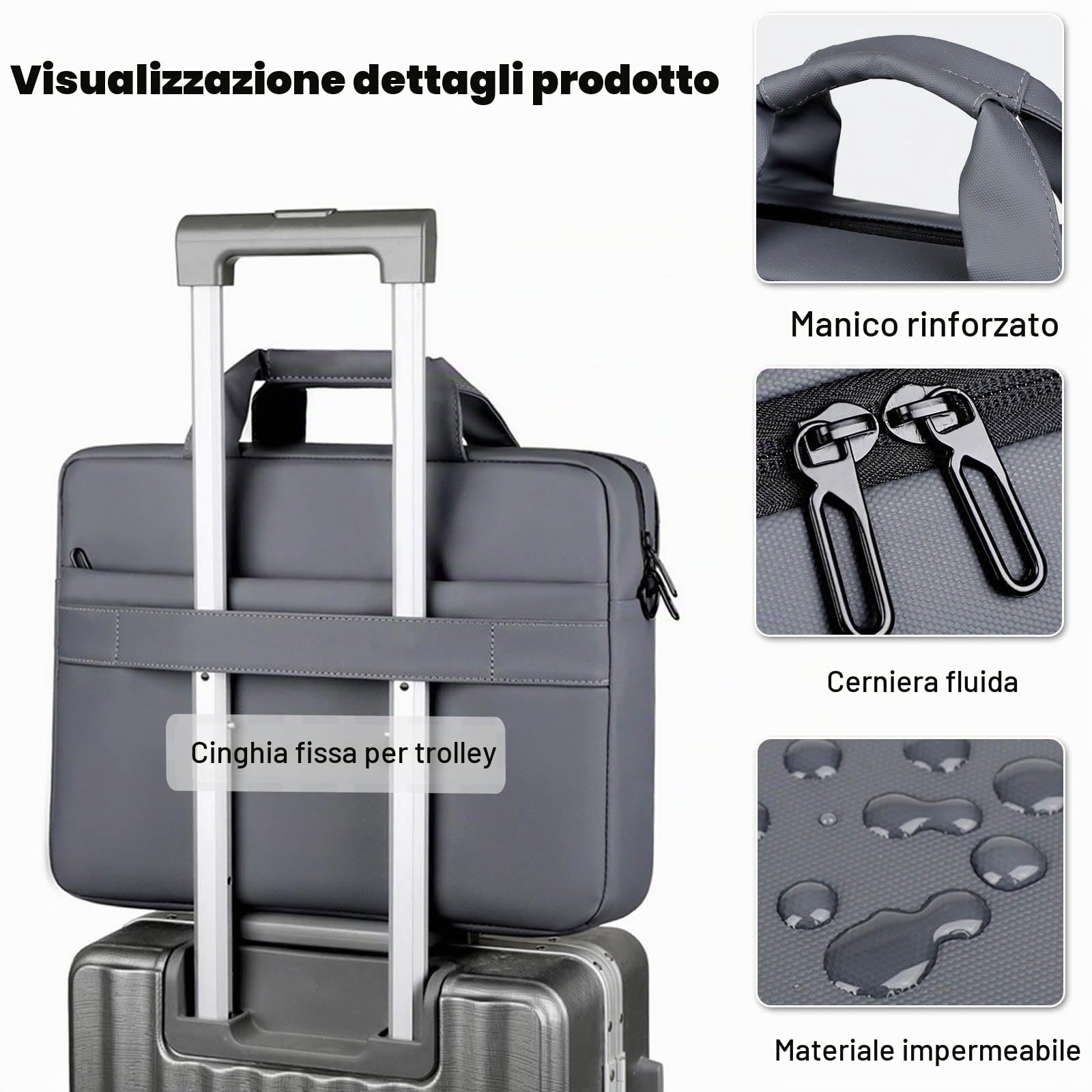 FANDARE Borsa a Tracolla 24 Ore Ventiquattrore Borse a spalla Business Zaino da giorno Sacchetto Borsetta per 12.9 pollice laptop Cartella Portadocumenti Business Crossbody Messenger Bag