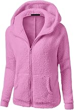 Women Fleece Sherpa Jacket Zip Up Long Sleeve Fuzzy Outwear Plush Warm Hooded Coat with Pockets Winter Clothes