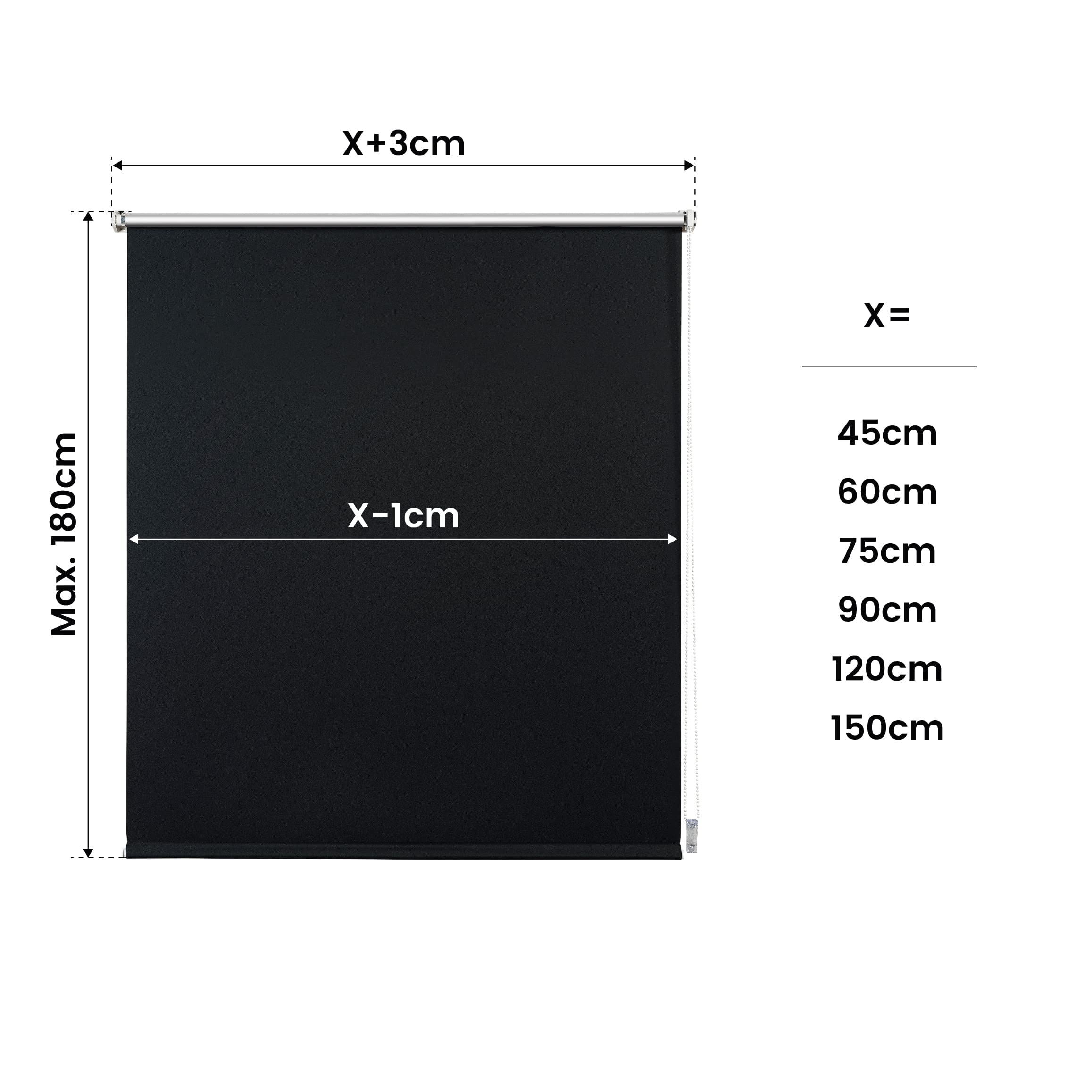 STORESDECO - Verdunkelungsrollo Klemmfix ohne Bohren, Klemmrollo Blackout Thermo, Rollo Blickdicht einfache Montage, Ideal für Flügelfenster | Easy Fix Thermo, Schwarz, 150 cm x 180 cm