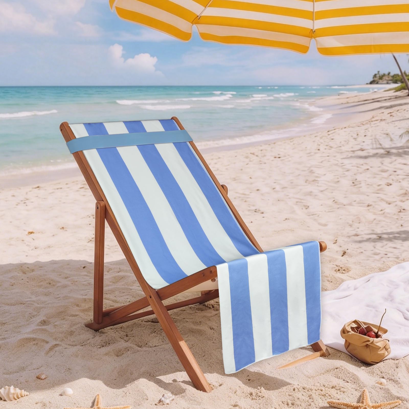 WD&CD Ręcznik plażowy w paski 89 cm x 180 cm, ponadgabarytowy ręcznik Cabana odporny na piasek, duży ręcznik plażowy dla dorosłych z paskami do leżaków, krzesła rejsowe, super chłonny, miękki