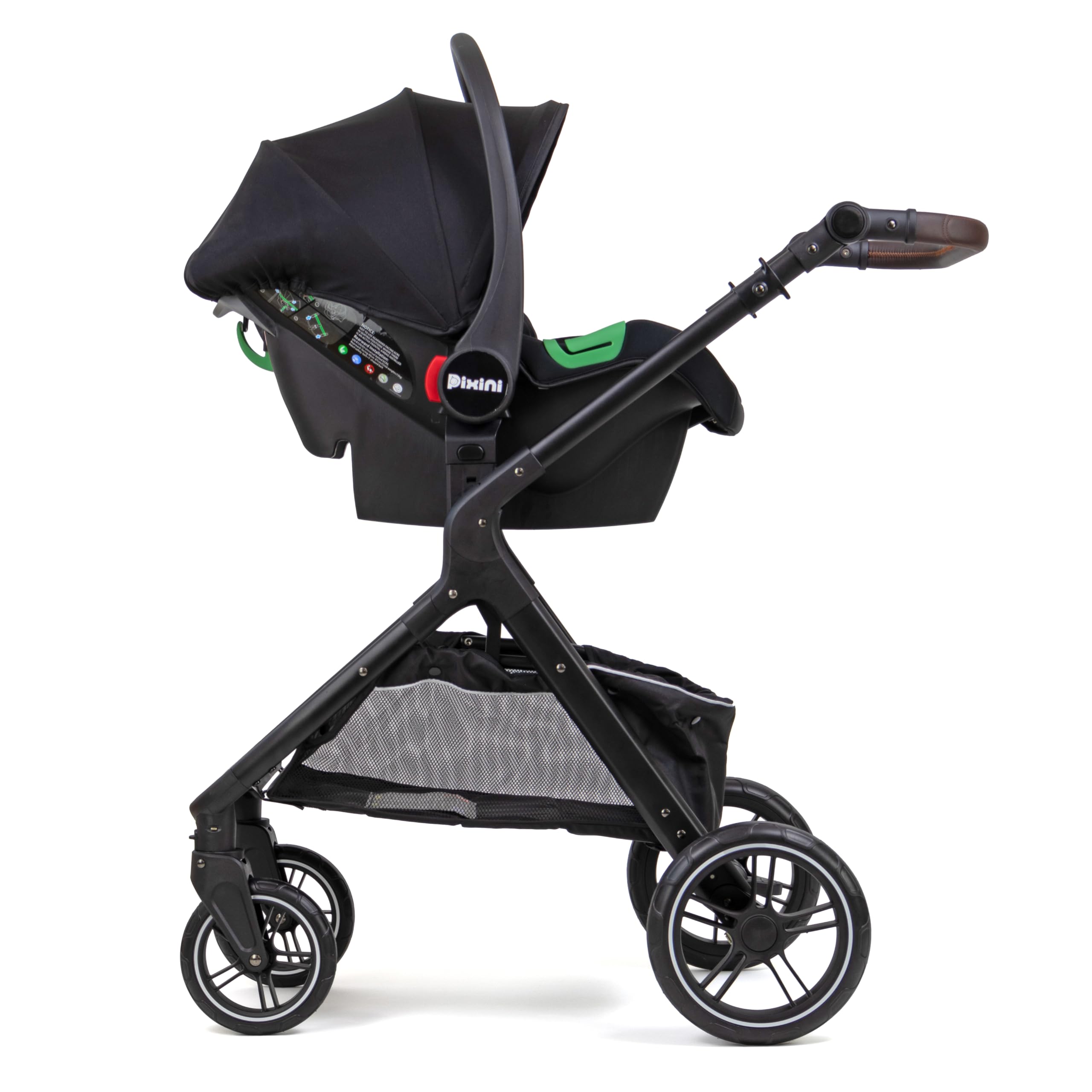 Pixini Nelio Kinderwagen Set 3in1 (schwarz) mit großem Zubehörpaket