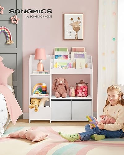 Miniatura 2 de SONGMICS Organizador de juguetes y libros para niños, estantería y almacenamiento de juguetes, organizador de almacenamiento con 2 cajas de Blanco