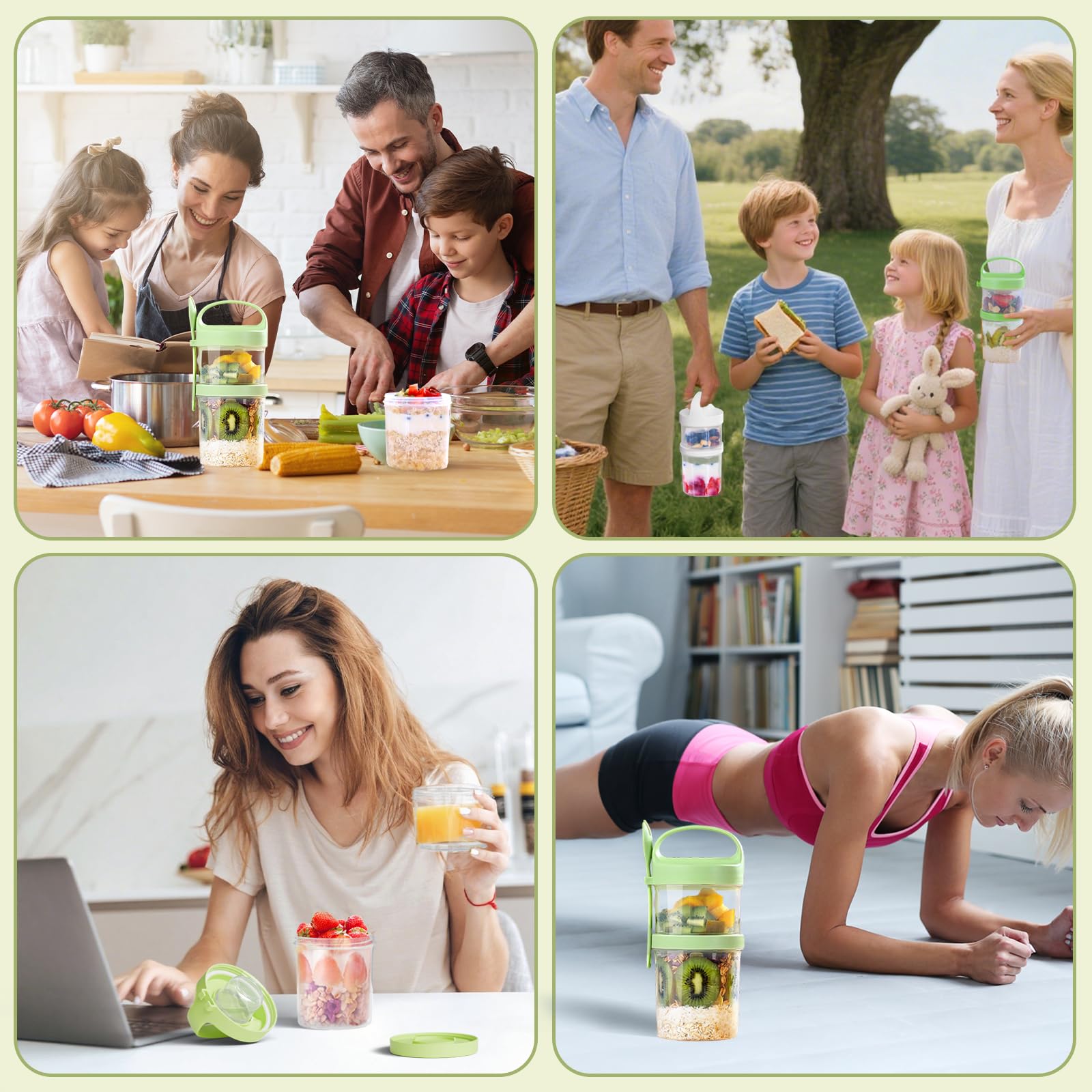 LUXEAR Confezione da 4 barattoli e contenitori per alimenti colorati