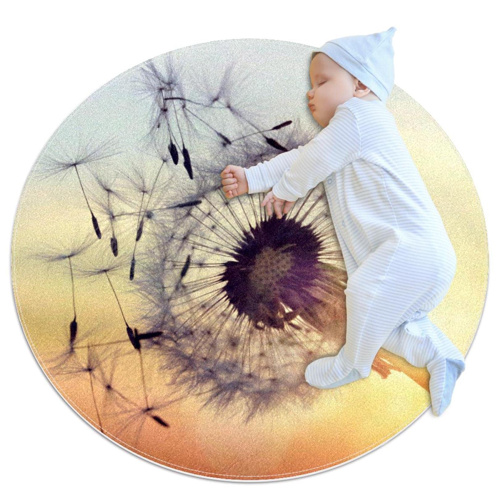 Tapis de sol circulaire pissenlit moderne tapis rond antidérapant salon