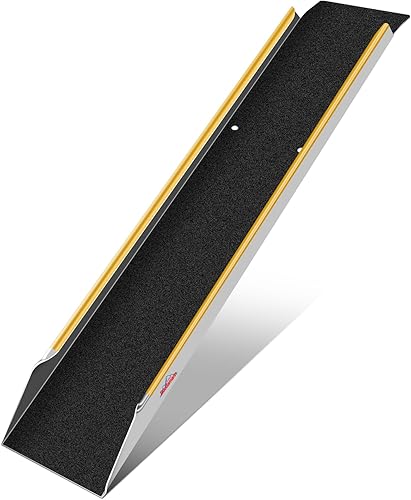 Vista 10 de Ruedamann Rampa de cobertizo de aluminio de 48 pulgadas, rampa de carga de capacidad de 600 libras para cortacéspedes, rampas ligeras