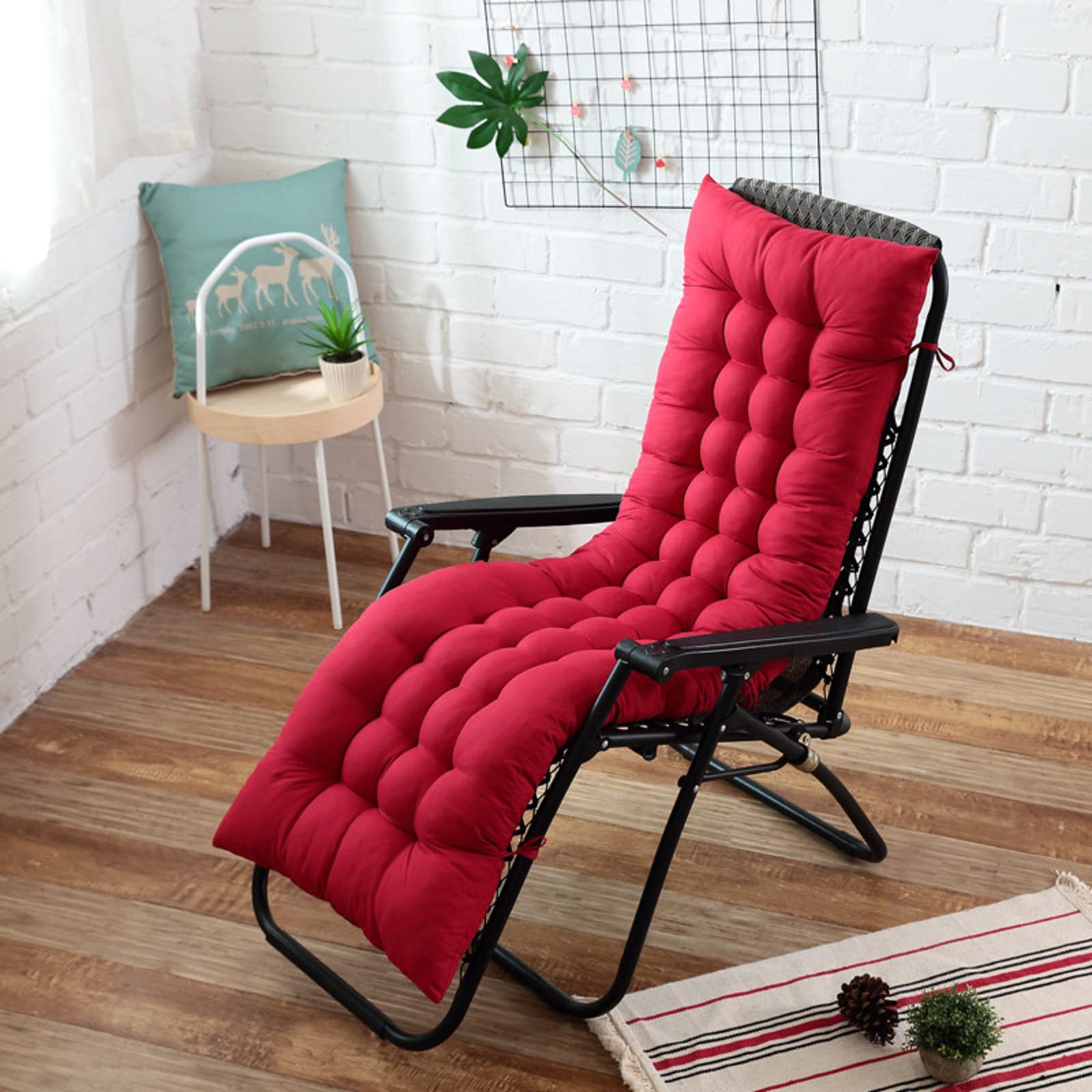 ADSEA Indoor Bench Cushion,Solid Color Lounger Patio Cushion,Soft High Back Reclining Chair Cushion,With Ties For Patio Chairs-A 170x48x8cm(67x19x3inch)