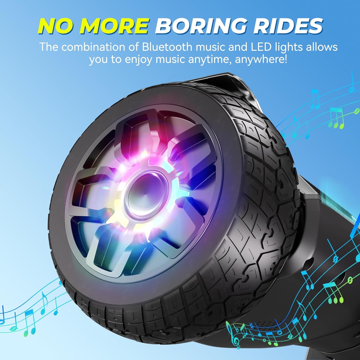 CBD 8.5'' Offroad Scooter with Corlorful LED and Music Speaker, Dual 350W Brushless Motor Up to 10Mph All Terrain Scooter for Adults(Silvery)