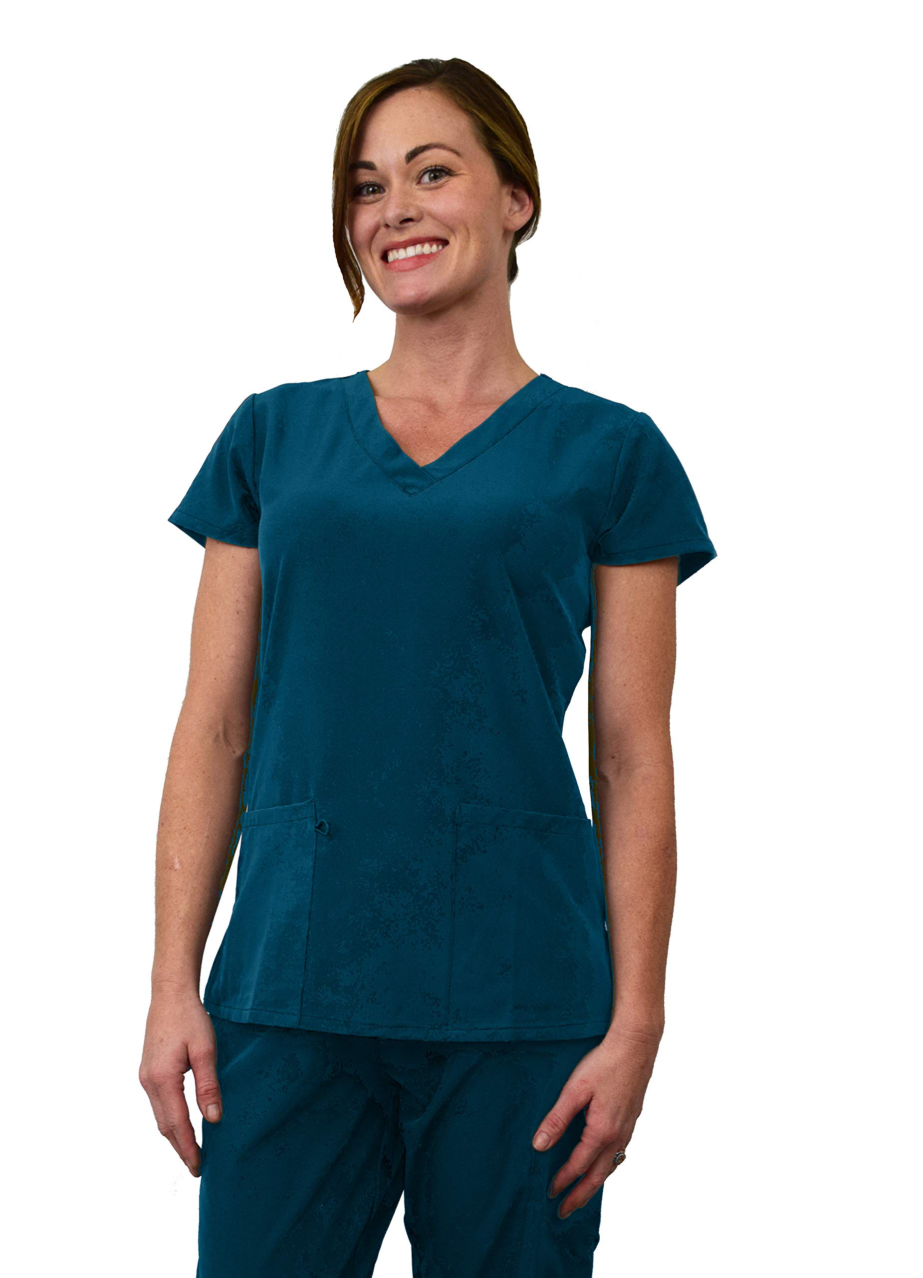 Green TownScrubs for Women Scrub Set - V-Neck Top and Straight Leg Pant, 5 Pockets, Easy Care, Solids and Prints Uniforms
