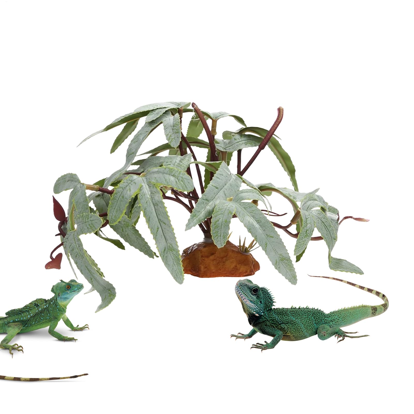 Fabixoin Plants for Reptile Terrarium | Realistic Aquatic Greenery Decor - Bearded Dragon Artificial Leaves,for Freshwater Desert Fish Turtle Betta Gecko Leopard Chameleon Frog Hermit Amphibian