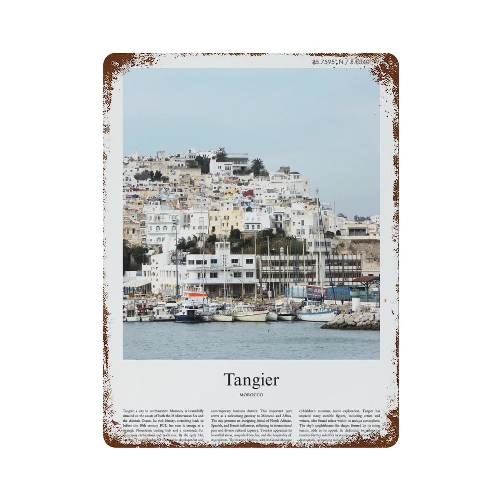xiaoxiaoshen Tangier Morocco City Scenery Wall Decor Art Metal Tin Poster Modern Home Decor Art Home Bar Shop Decorations Vintage Sign 40x30cm