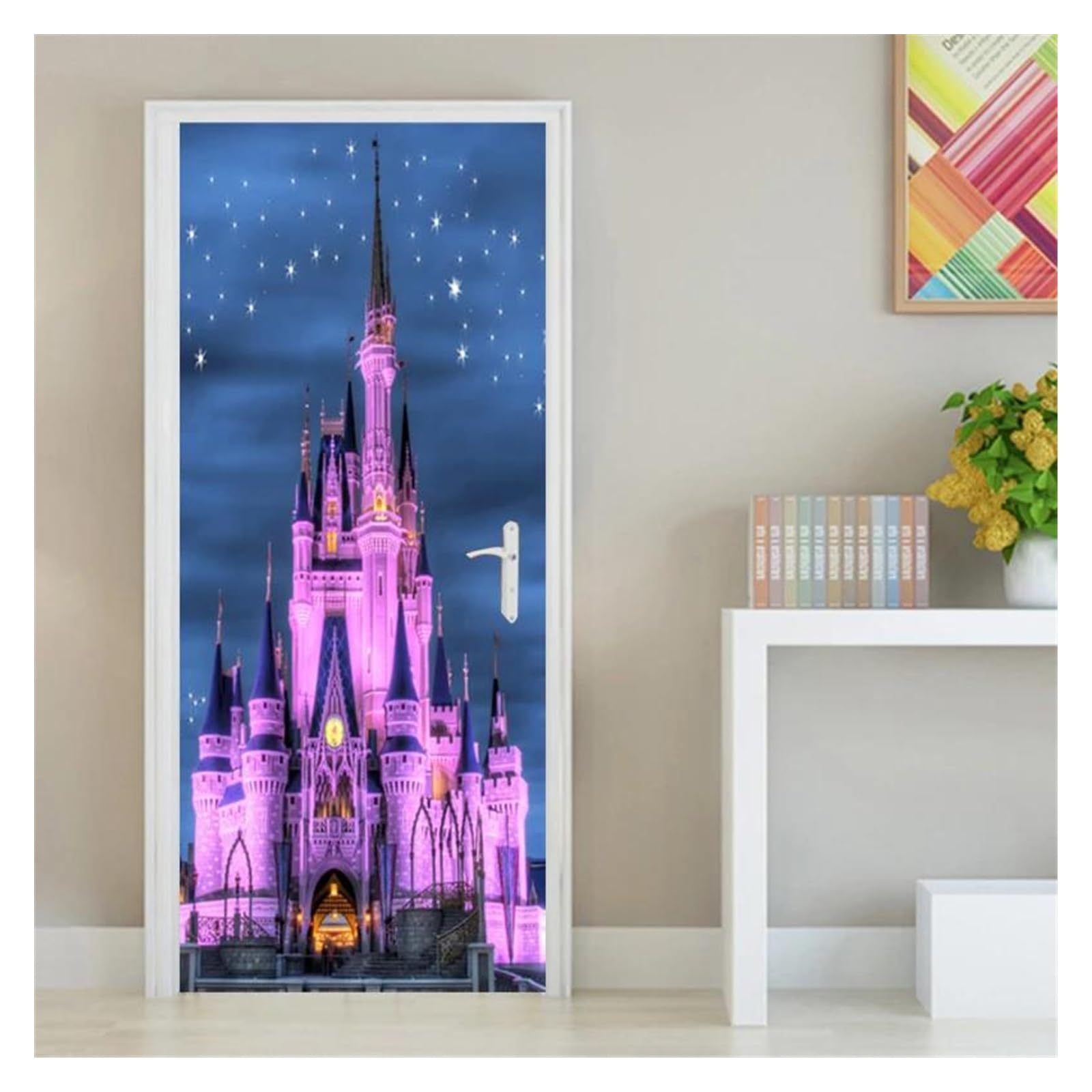 Sticker mural photo 3D pour porte et chambre d'enfants en PVC imperméable 77x200cm