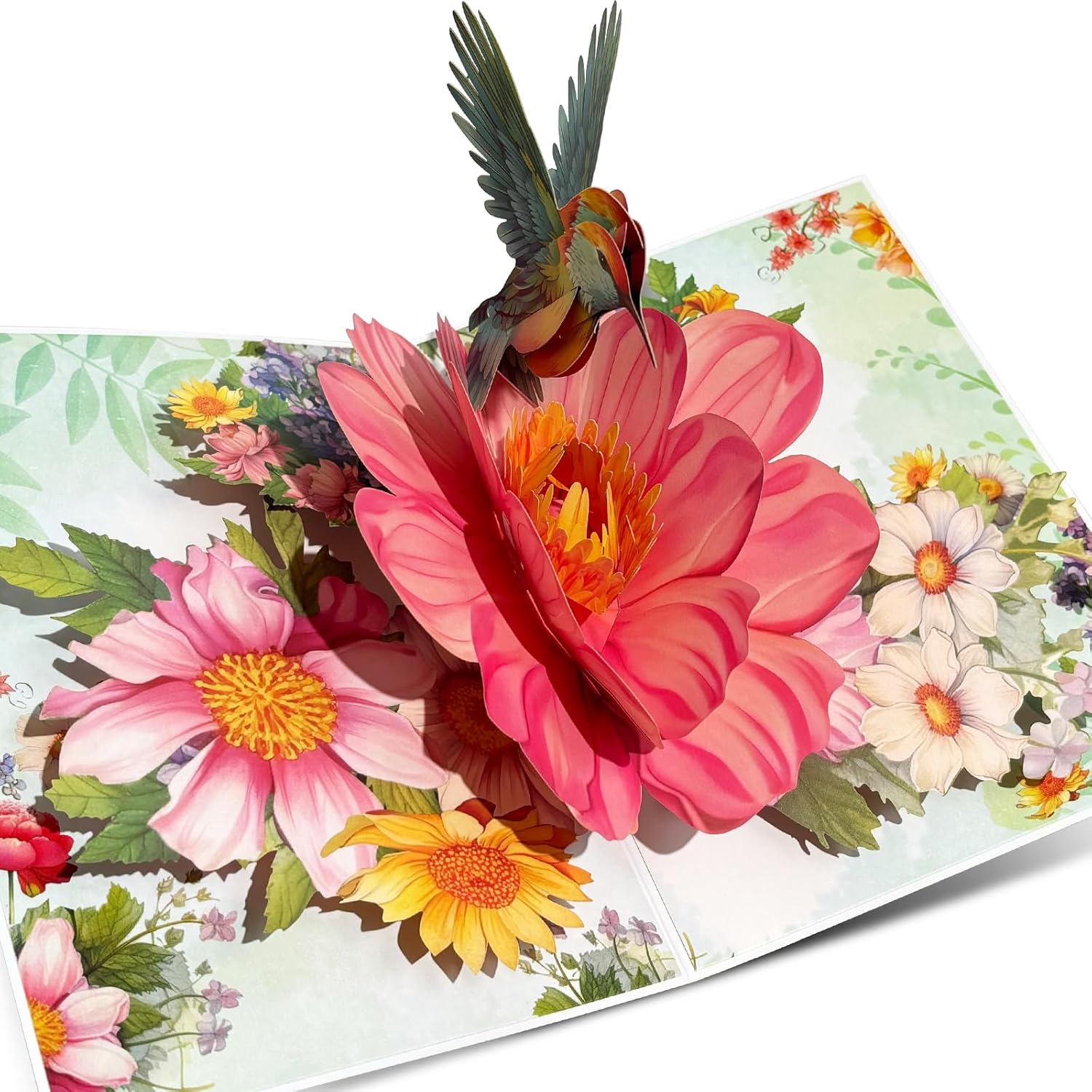 Hummingbird Pop-Up Birthday Card, 3D Floral Mother’s Day Greeting Card with Envelope, Blank Note, Sealing Stickers for Mom, Sister, Her, Grandma, Aunt, Daughter