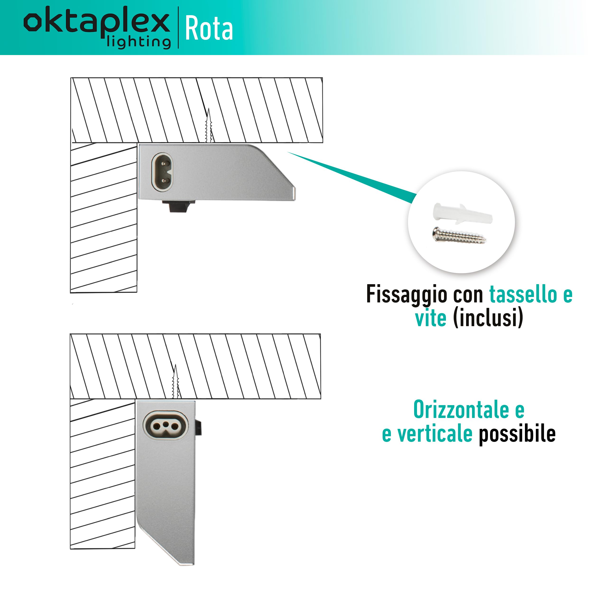 Oktaplex illuminazione Luce sottopensile cucina LED Alu 15W 230 V bianco neutro 4000K 90cm Luce sottopensile orientabile Rota 1200 lm Striscia luminosa LED con interruttore