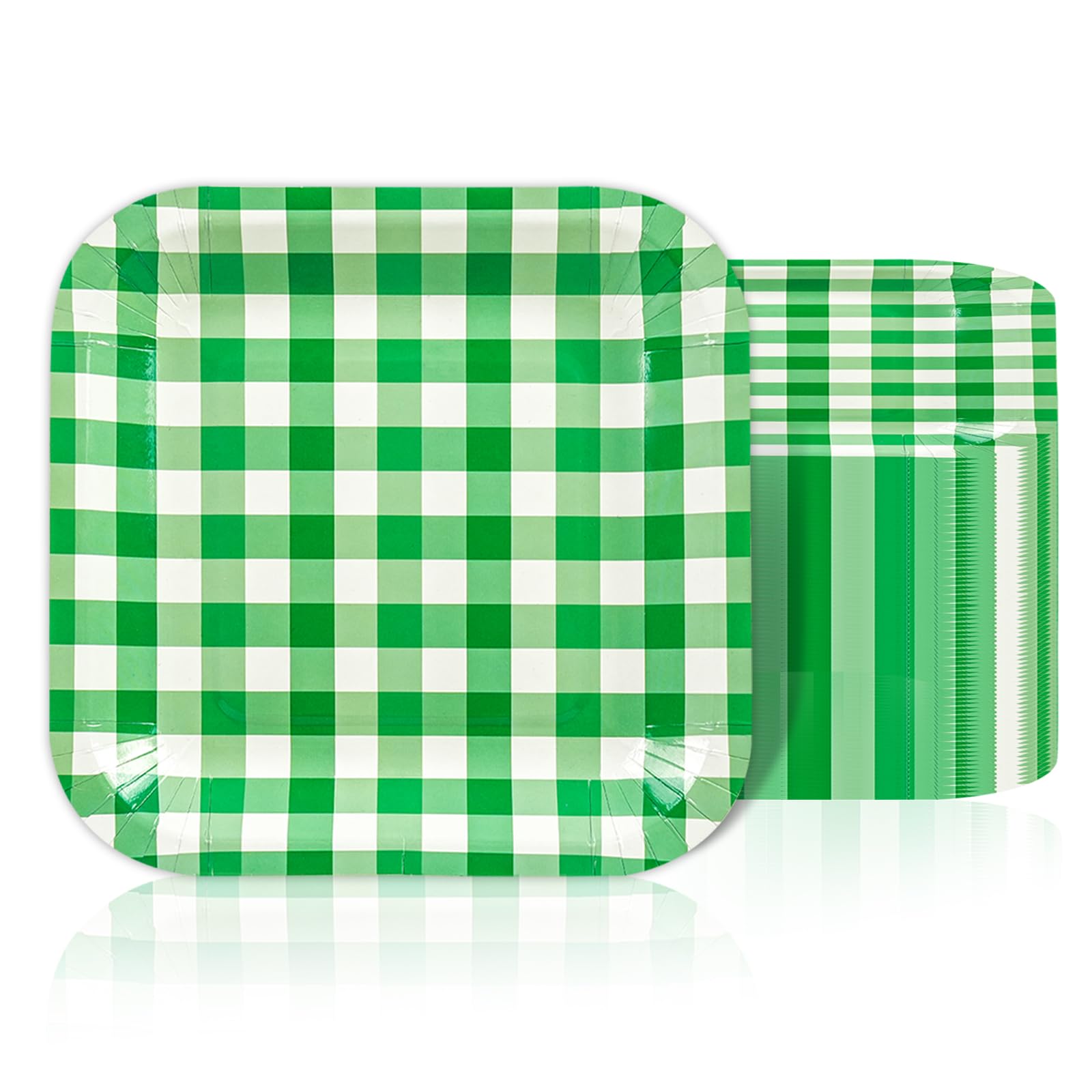 EVYIENEN 50 Stück Grün Pappteller 17,8cm Wegwerf Quadrat Abendessen Dessert Servieren Partyteller für Geburtstag Hochzeit Braut Baby Dusche