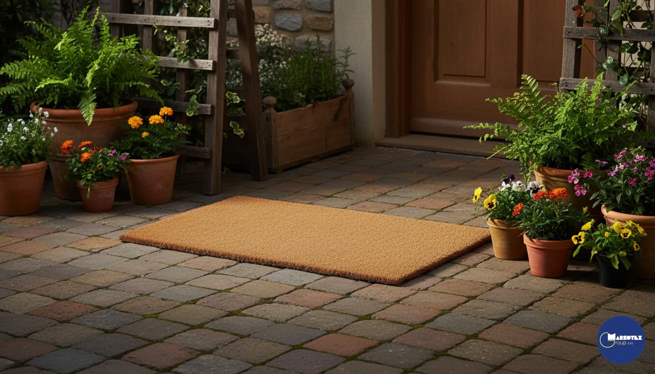 Zerbino in Fibra di Cocco Naturale, Tappeto Ingresso Antiscivolo per Porta Interna ed Esterna coperta. Zerbino antibatterico sostenibile. (60x100, Spessore 30 mm)