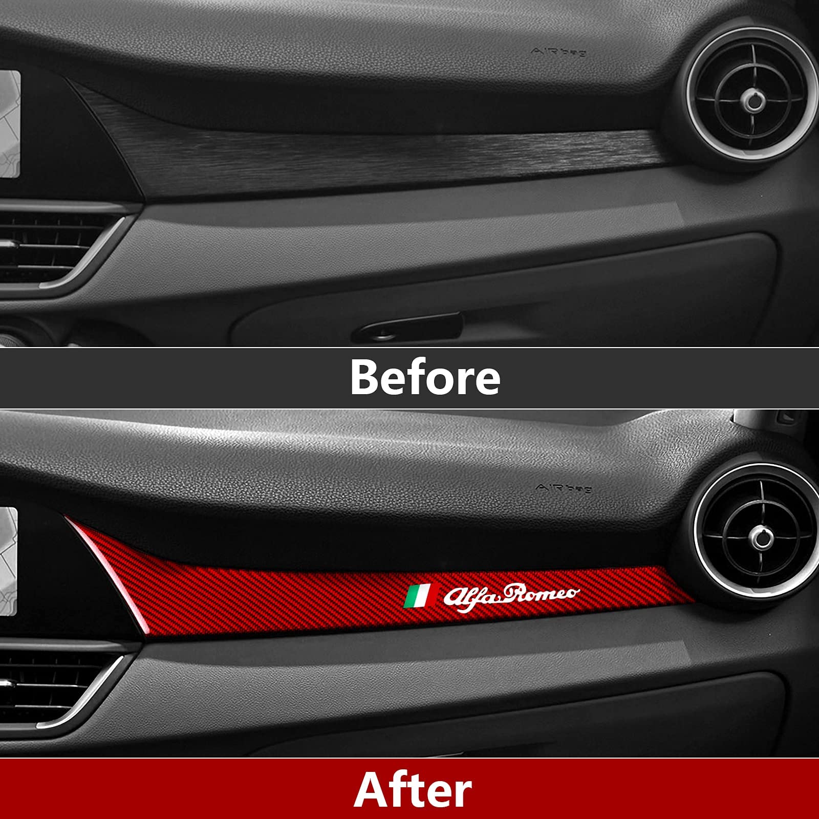 SSDECXS Autocollant EmblèMe Voiture, Pour Alfa Romeo Giulia Quadrifoglio 2017-2023 2024 Autocollant Décoration Coffre Arrière De Voiture Avant Pare Chocs Arrière Bodystickers