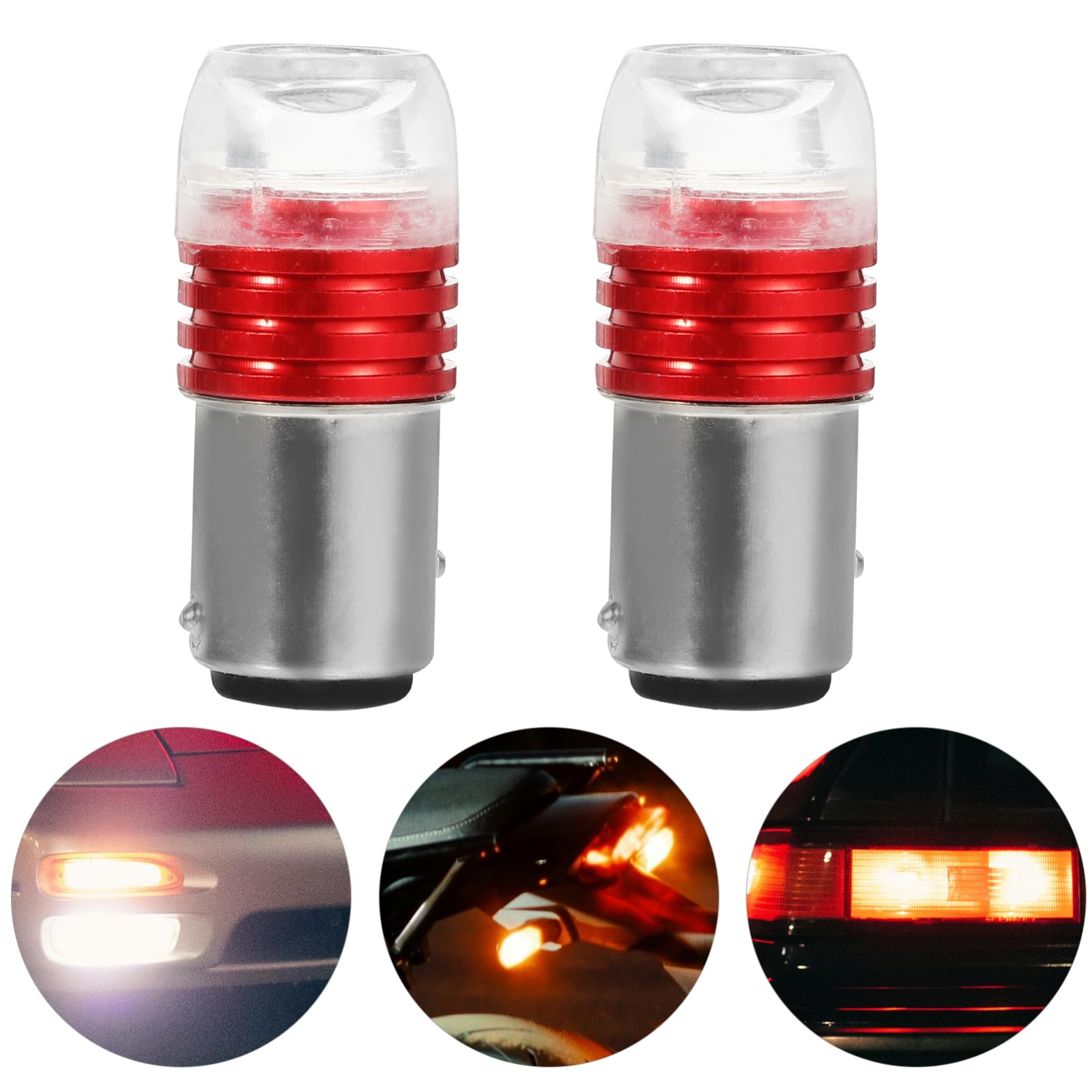 Garneck LED de Aluminio Bombillas para Moto Motocicleta Traseras 2 12v Eléctrica Instalación de 3w Rojo Fácil Aleación y Vidrio Pack para Accesorios