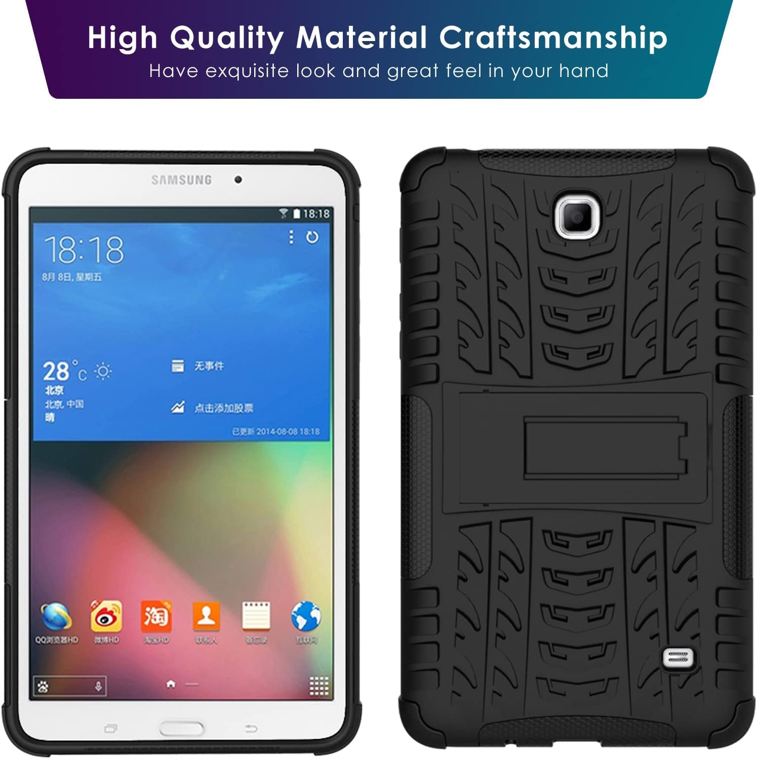 DETUOSI Samsung Galaxy Tab 4 7.0 inch 2014 Case (SM-T230/T231/T235), High Impact Resistant Heavy Duty Armor Defender [Shock-Absorption] Cover Case with Kickstand for Samsung Tab 4 7.0" Tablet #Black