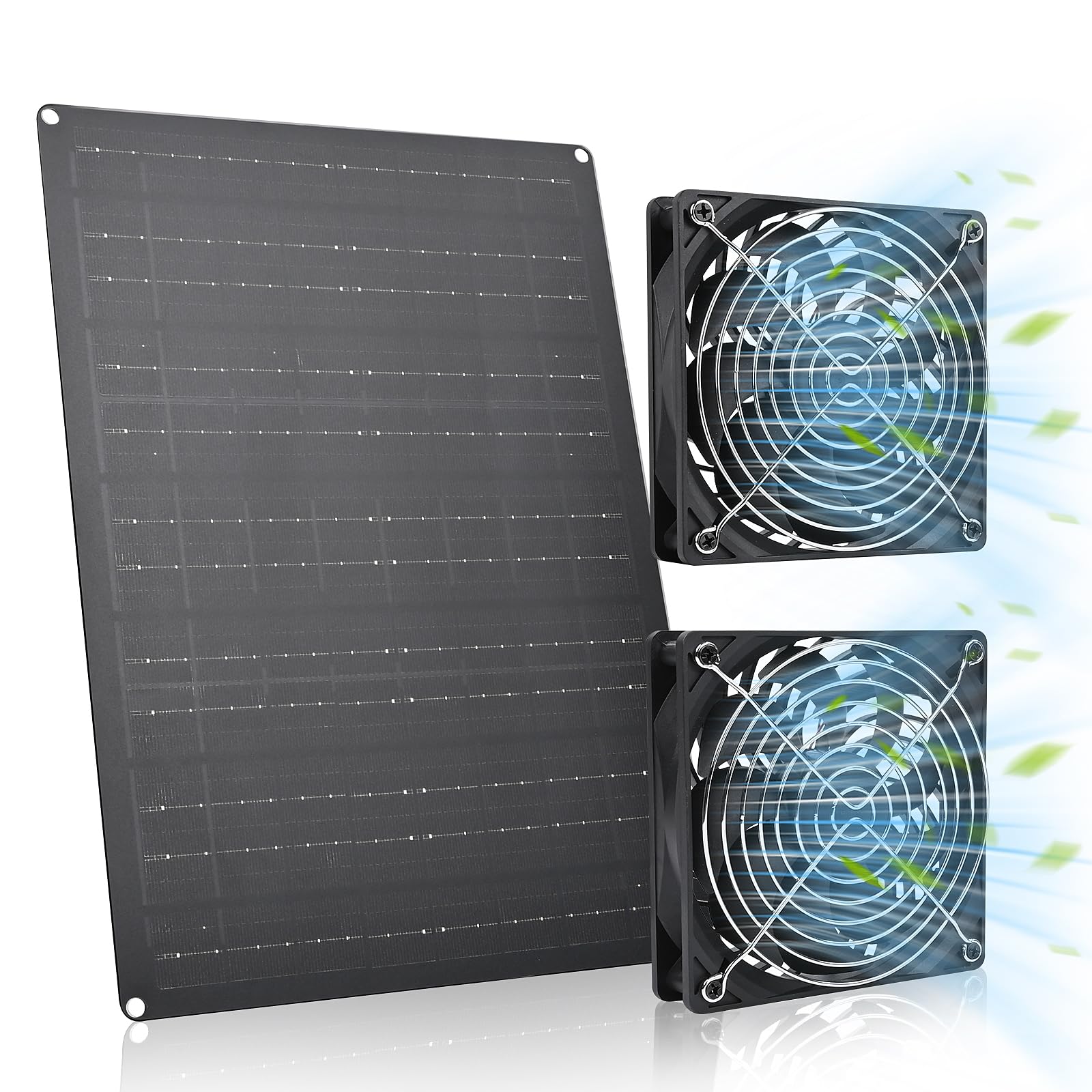 Kit Ventilateur Solaire 15W - 2 Extracteurs Étanche + Double Alimentation - Serre, Poulailler, Chenil