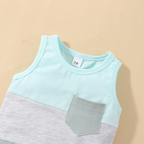 Miniatura 3 de Conjunto de ropa de verano para niños y bebés, sin mangas, camiseta y pantalones cortos con cintura elástica, 2 piezas