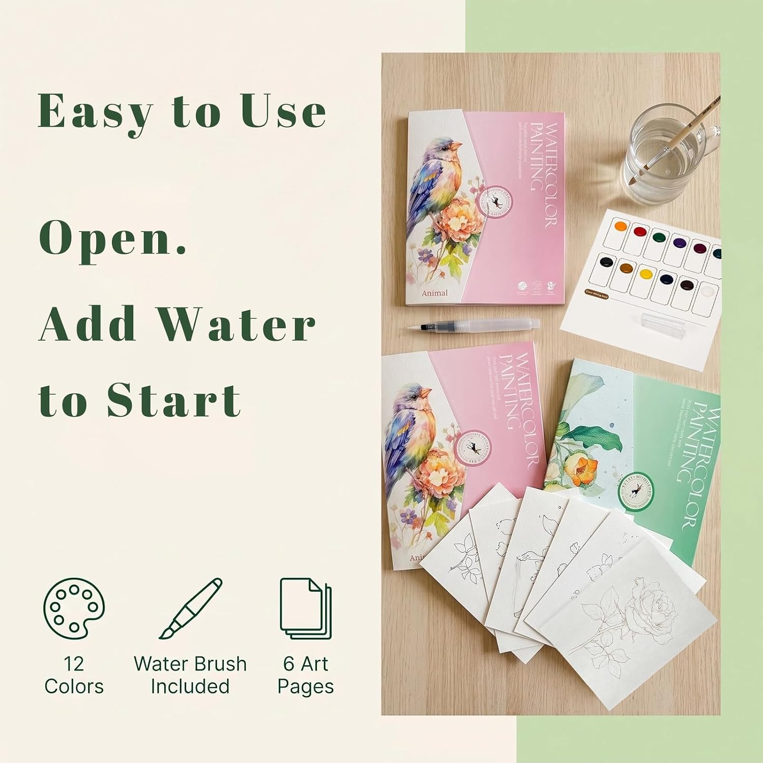 Breathly Watercolor Kit for Adults & Beginners (Flowers)