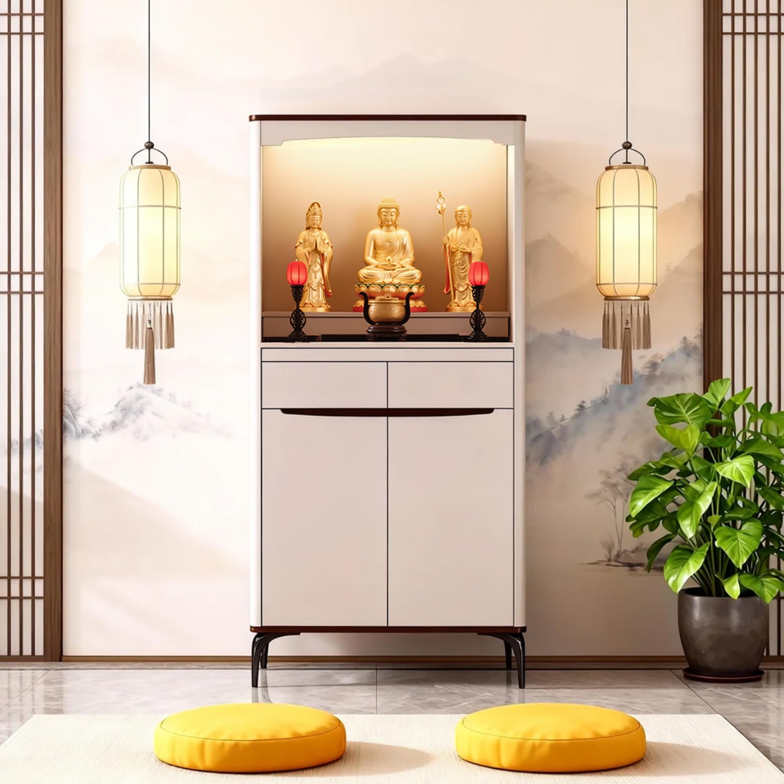 Buddhist Altar New Chinese Style Cabinet with Storage, Shrine Altar Table, Buddha Niche Chinese Cabinet, Meditation Pedestal Offering Table, Meditation (58x40x188.5cm)
