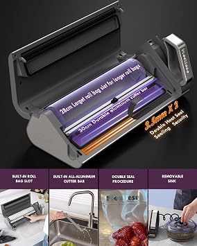 Mesliese Vacuum Sealer 95kPa 140W, 20L/min Suction, Food Sealer