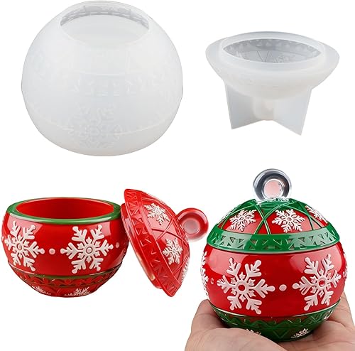 Molde de resina de tarro de Navidad de copo de nieve de silicona, molde de tarro moldes de resina epoxi de Navidad, moldes de silicona de copo de