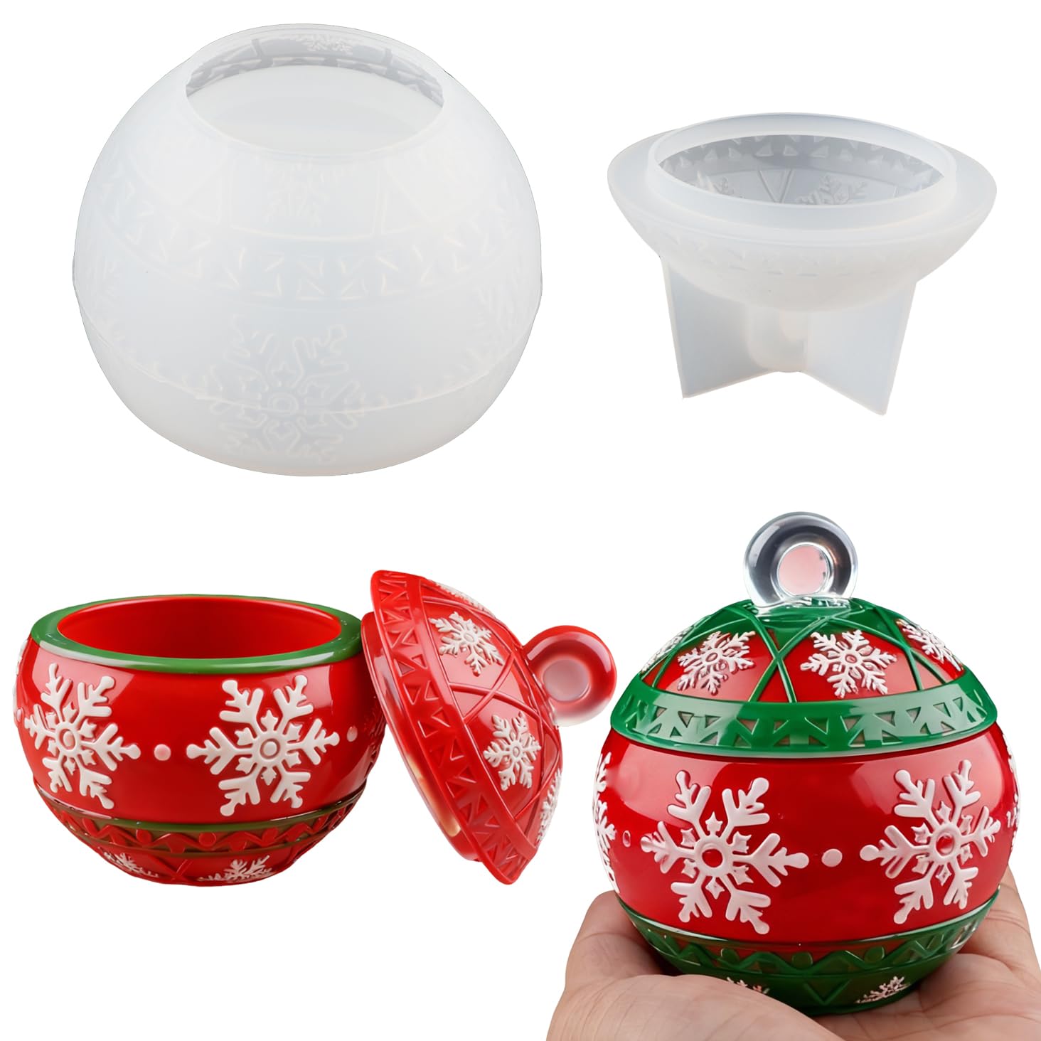 Snowflake Christmas Jar Resin Mold, Silicone Ornaments Molds for Resin