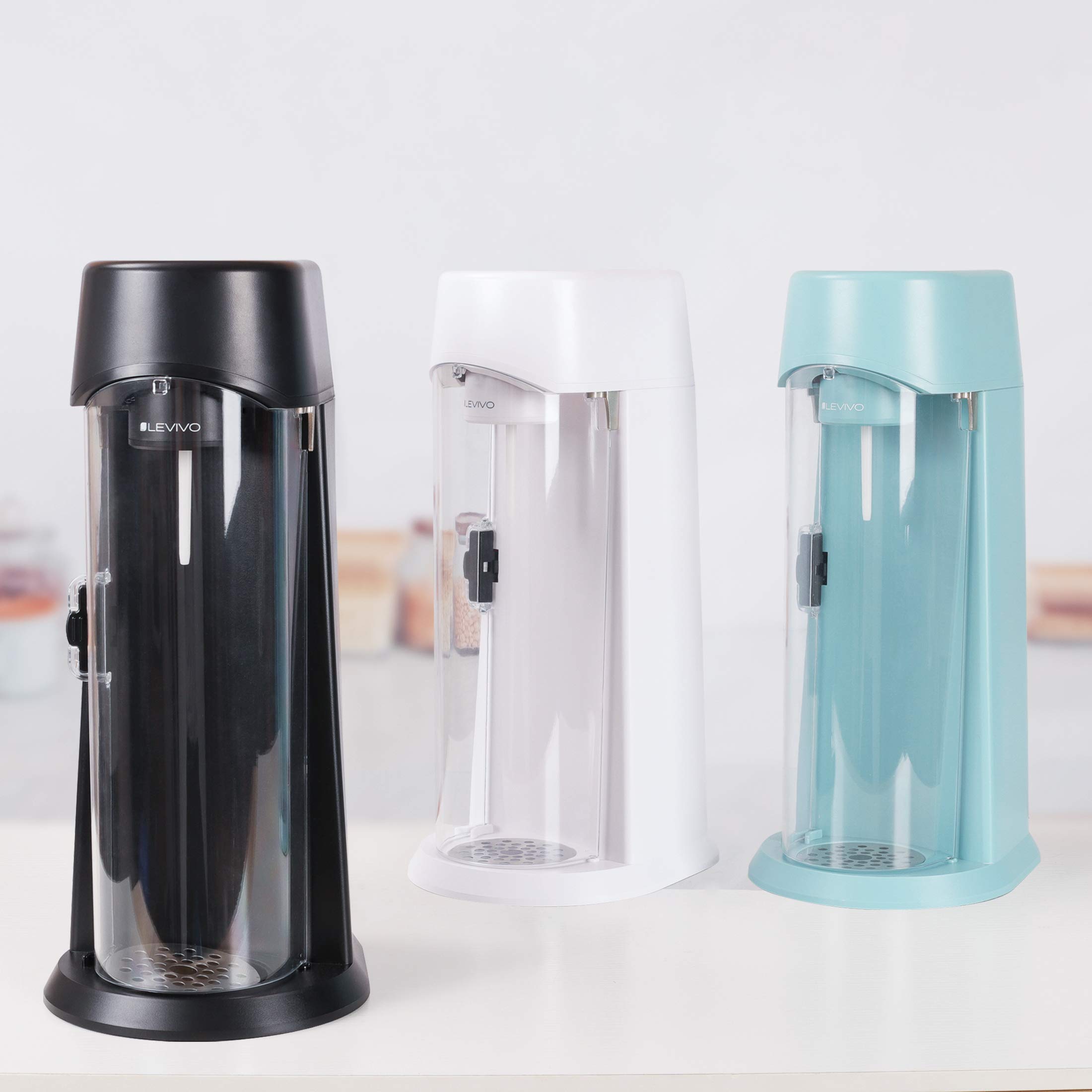 Levivo Gasificadora WATER incl. botella de vidrio y cilindro de CO2, apta para todos los cilindros de CO2 de 0,6 l y 1,2 l, se acabó cargar botellas, Negro Antracita — view 7