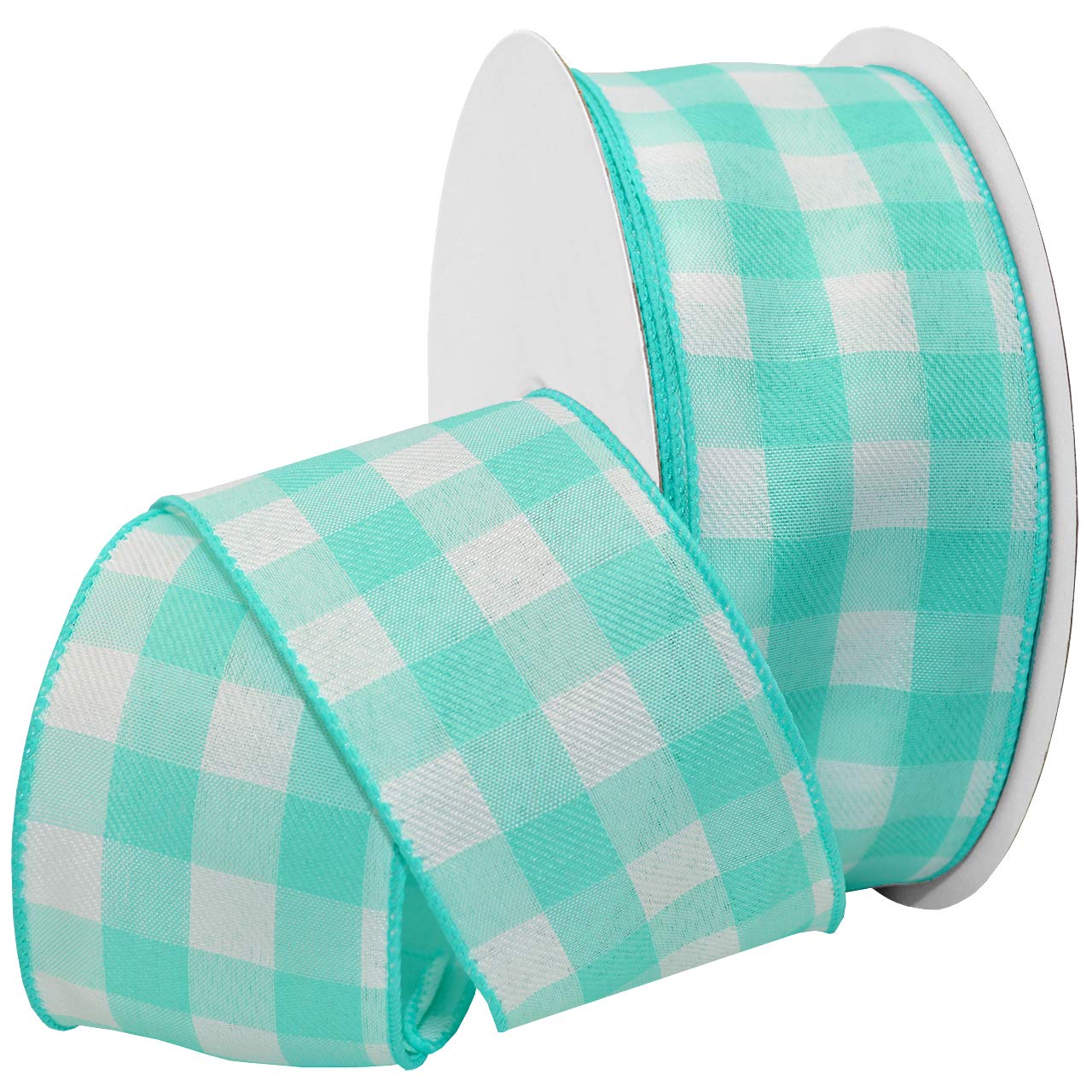 Morex Ribbon 7382 Gingham Style Ribbon, 2-1/2 inch by 50 Yards, Aqua Ocean