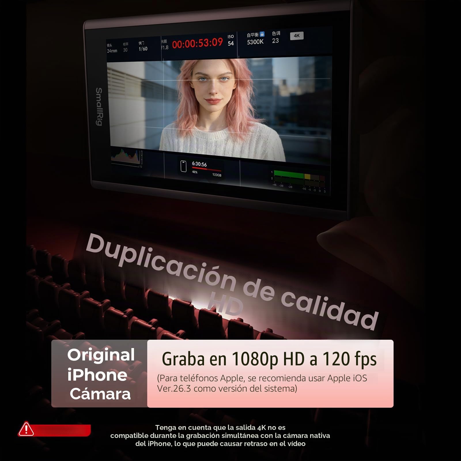 SMALLRIG Monitor Inalámbrico Rosa 1080P para Teléfonos (Soporta 4K 30fps), Monitor Magnético para MagSafe, para iPhone, Vlogging y Transmisiones en Vivo - 5746