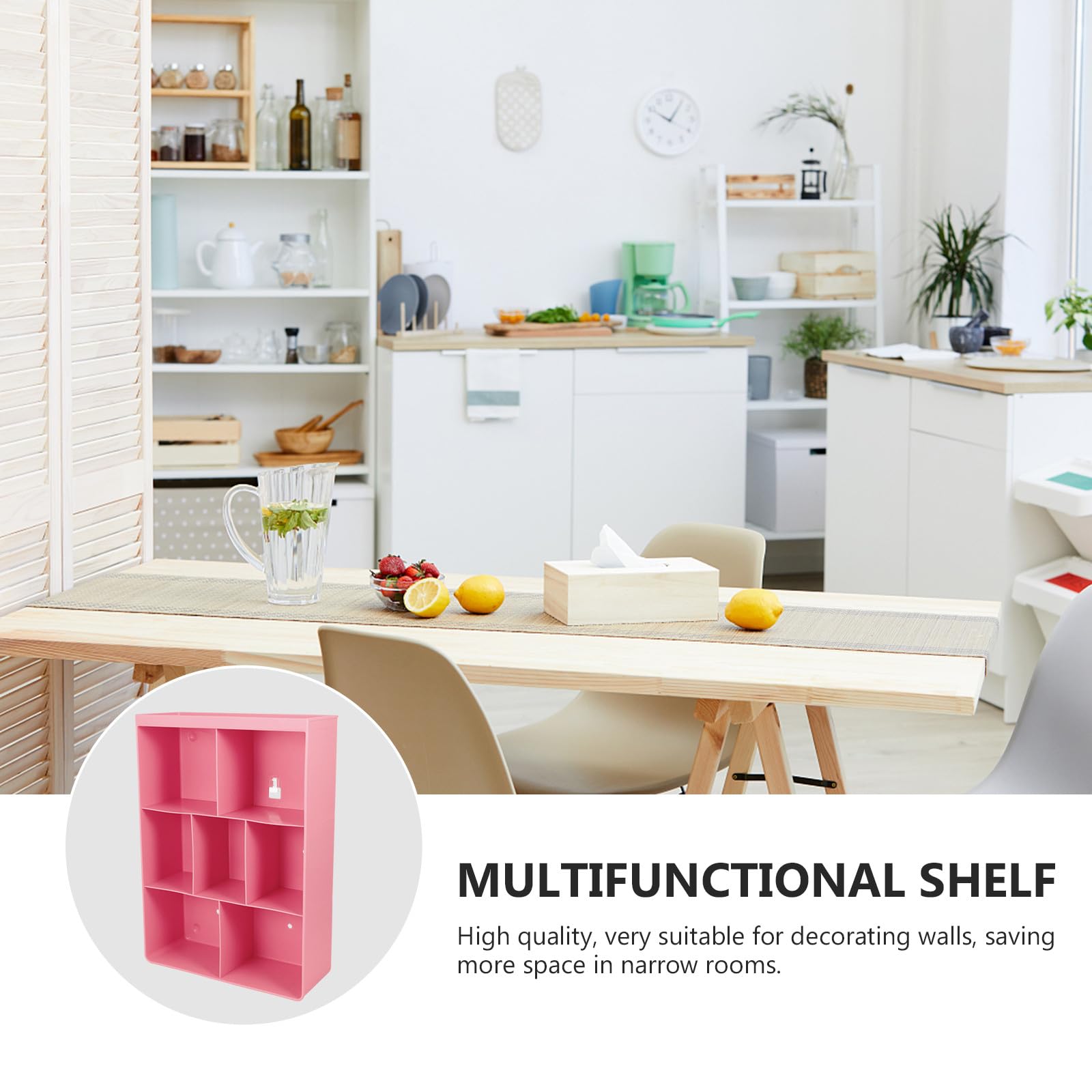 Estante de almacenamiento montado en la pared, organizador grande rosa para baño, cocina, dormitorio, fácil de instalar, estante de pared sin perforación para cosméticos, toallas